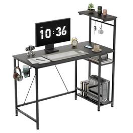 CloudRest Pro - RGB Office Desk Reversible Executive Desk with LED Lights,Hooks and Cup Holder - Black-007