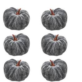 BreeBe - *6/Set Velvet Pumpkins 2.5" - Gray