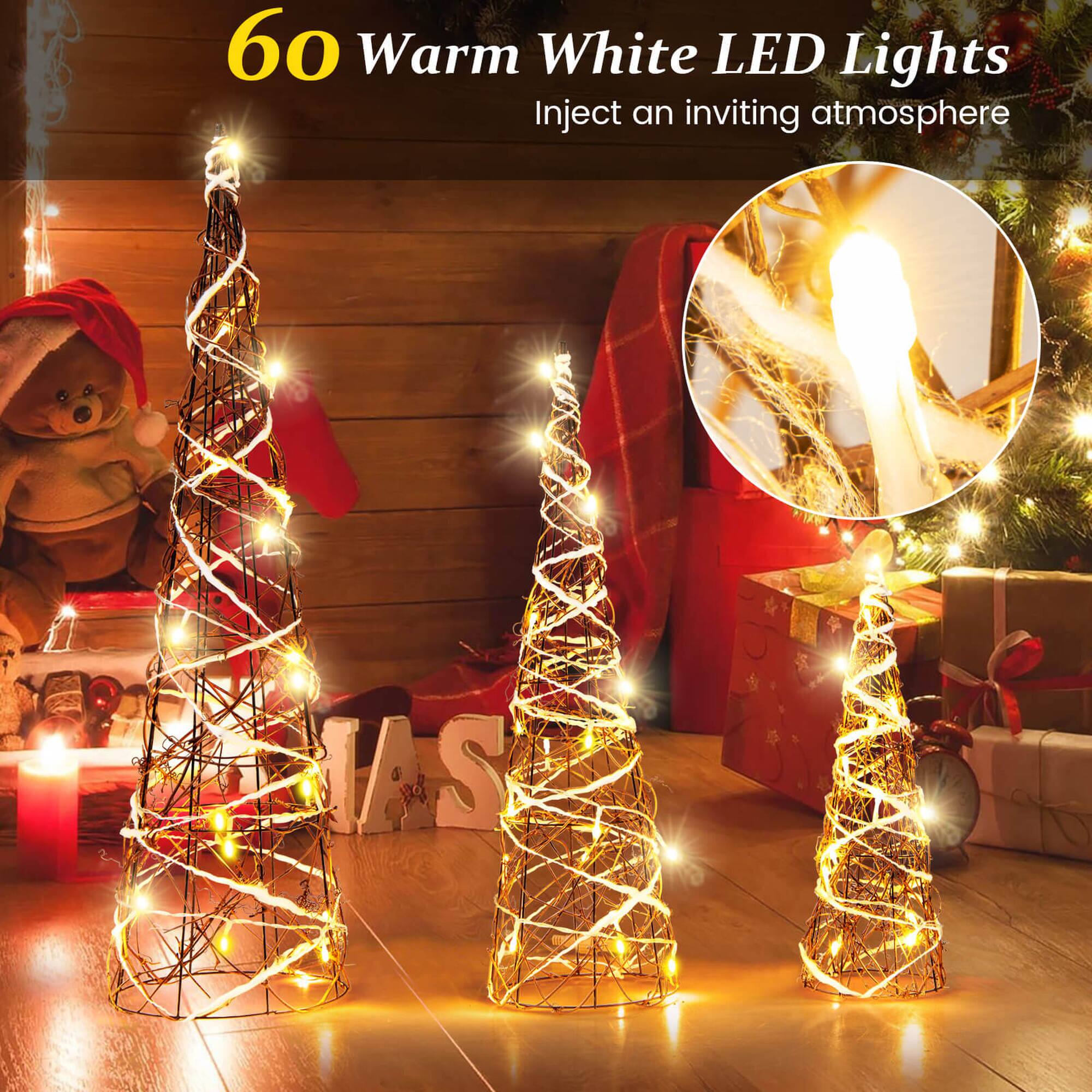 60 Warm White LED Lights  
Inject an inviting atmosphere