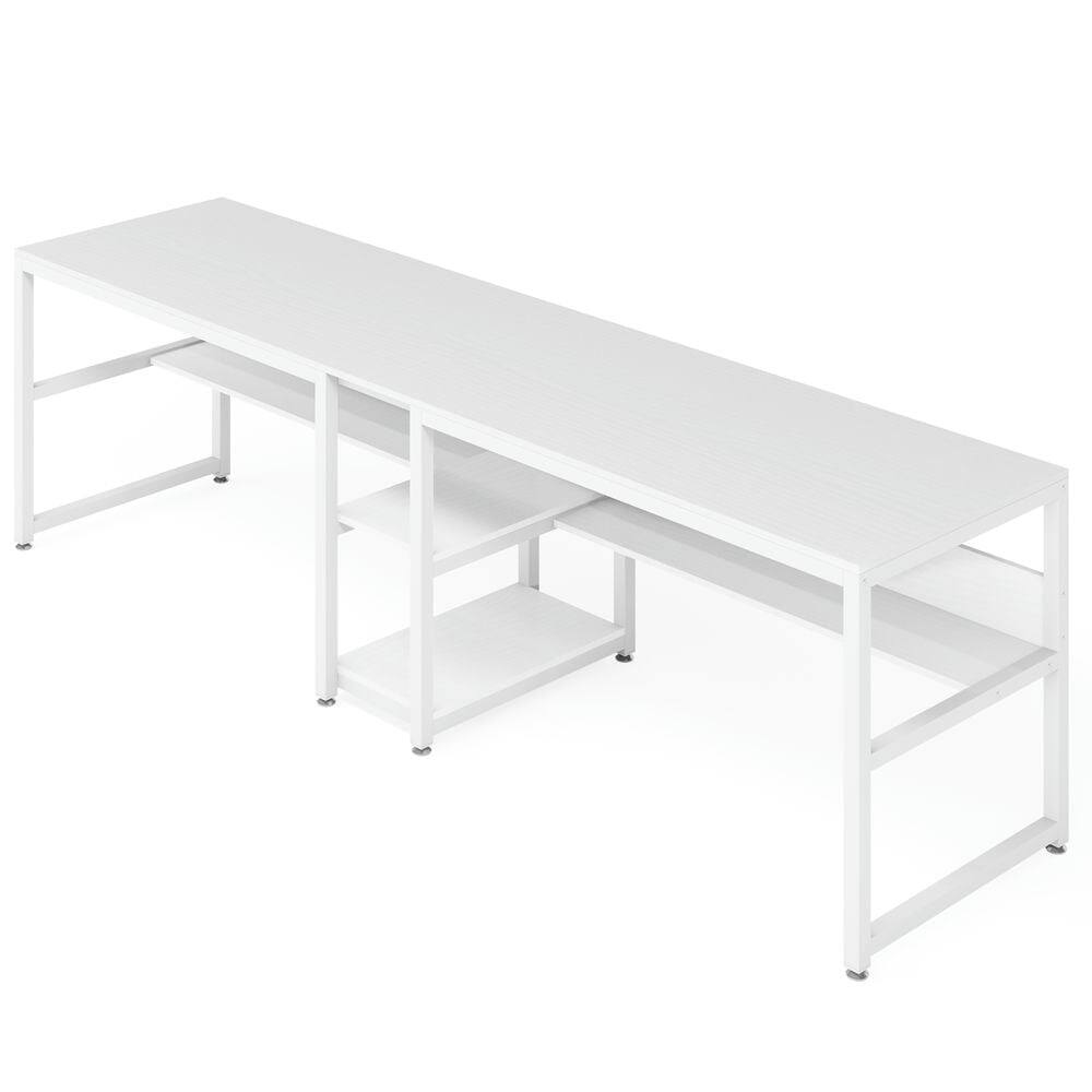 Angle. Kadyn - Kadyn Study Writing Desk, Computer Desk,78.7" Two Person Desk, Computer Desk Double Workstation with Shelves,White - White.