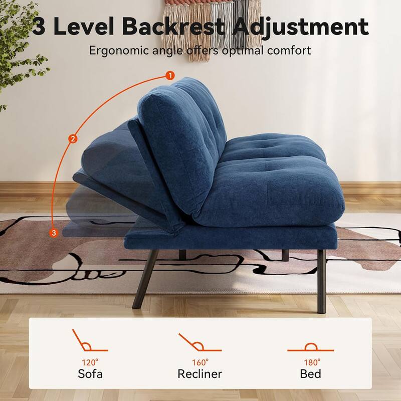 3 Level Backrest Adjustment  
Ergonomic angle offers optimal comfort  

1. 120° Sofa  
2. 160° Recliner  
3. 180° Bed