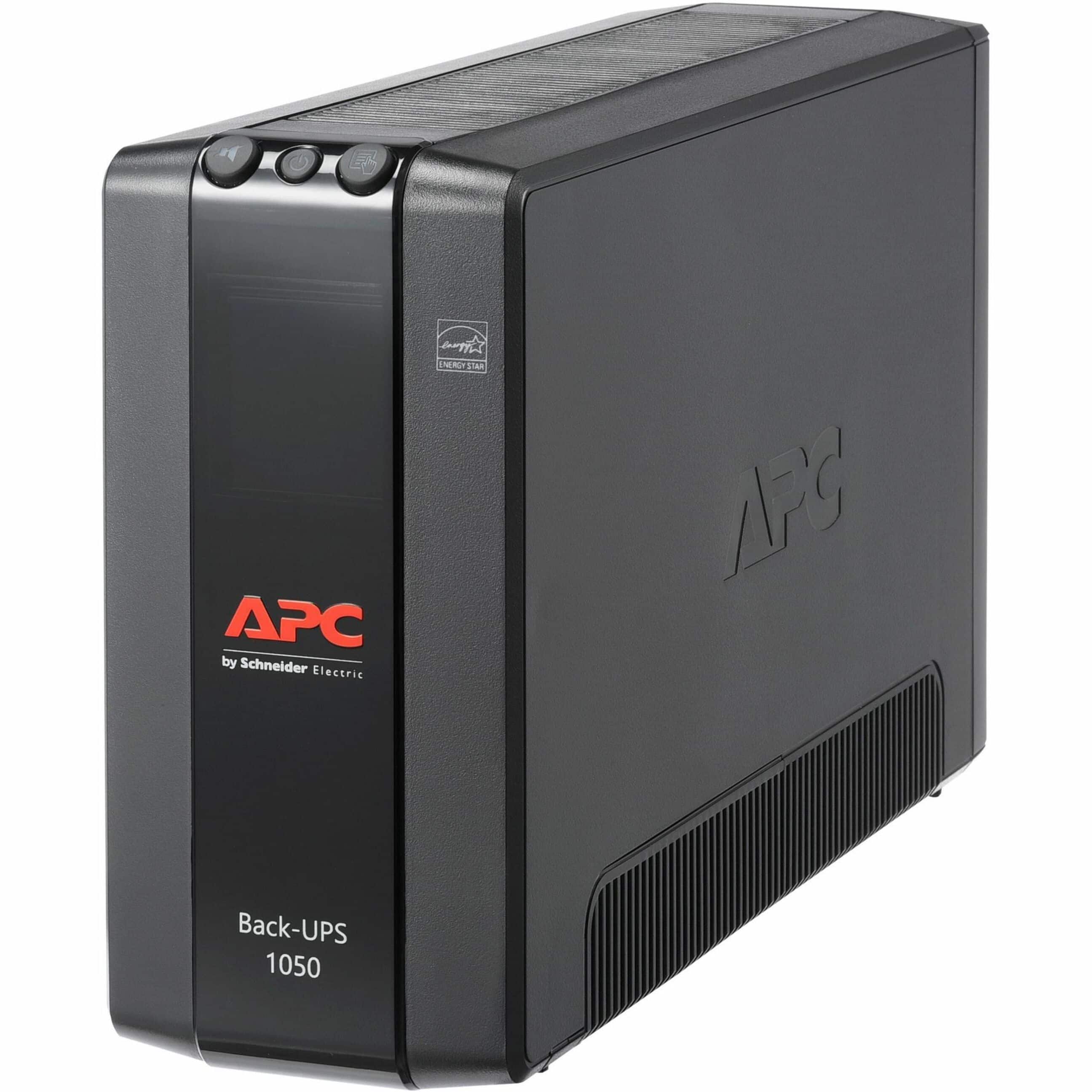 Front. APC - Back-UPS Pro, 1050VA/600W, Tower, 8 Outlets, LCD Display, USB-C + USB-A ports - Black.