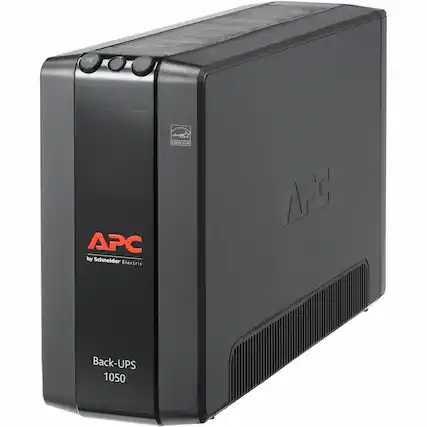 Front. APC - Back-UPS Pro, 1050VA/600W, Tower, 8 Outlets, LCD Display, USB-C + USB-A ports - Black.