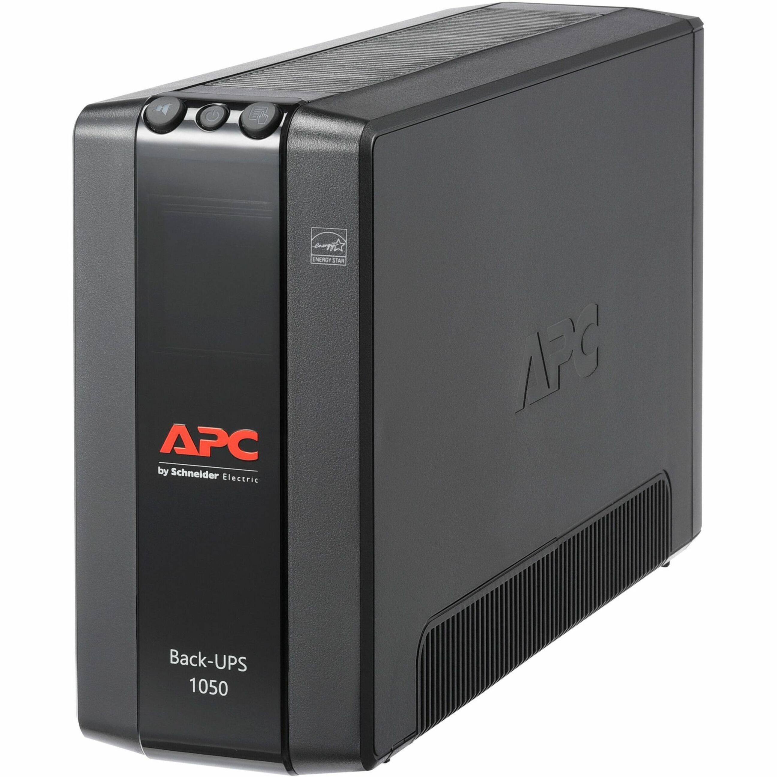 Front. APC - Back-UPS Pro, 1050VA/600W, Tower, 8 Outlets, LCD Display, USB-C + USB-A ports - Black.