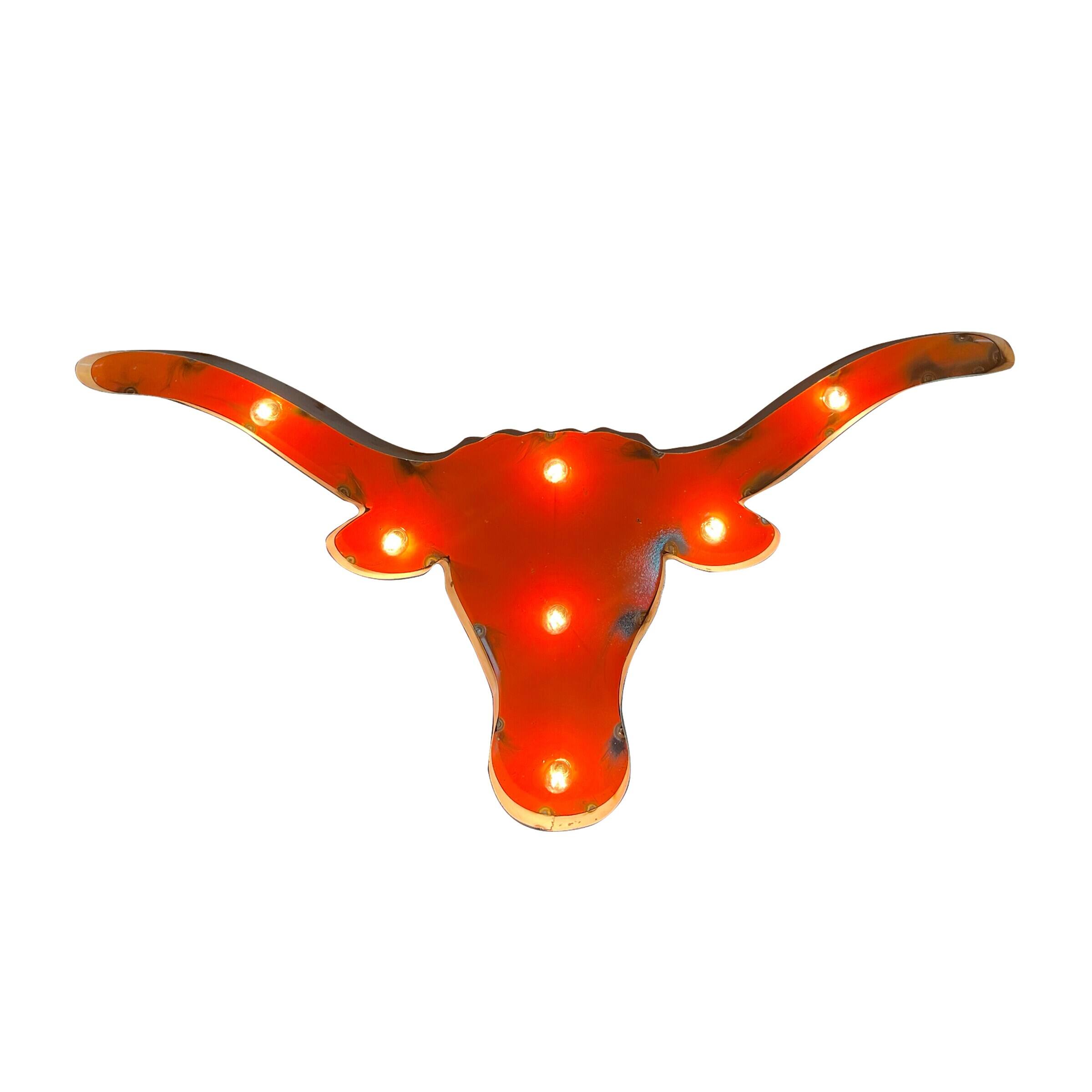Front. Imperial - Texas Longhorns Logo Lighted Recycled Metal Sign - Multicolor.