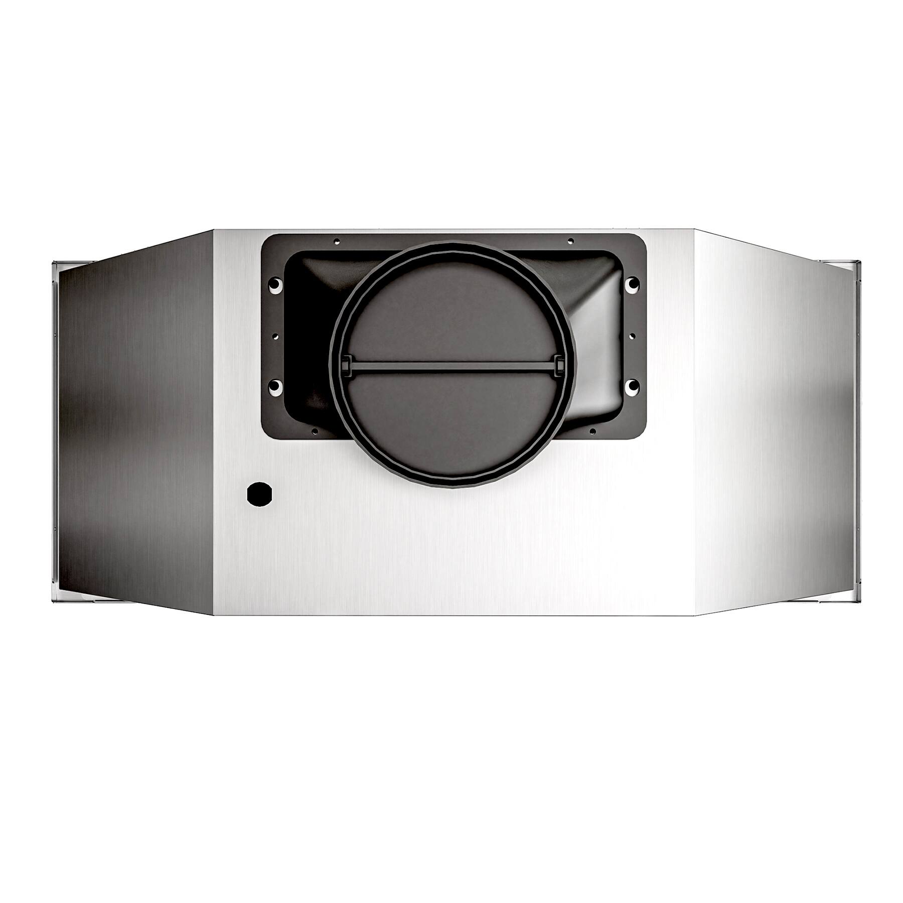 Back. Onefly - 30 inches - Convertible - Insert Range Hood - White Tempered Glass.