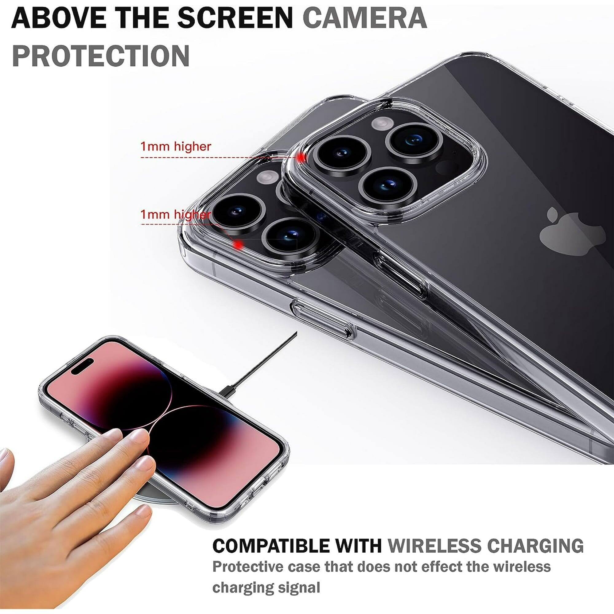 ABOVE THE SCREEN CAMERA PROTECTION
1mm higher
1mm higher
COMPATIBLE WITH WIRELESS CHARGING
Protective case that does not effect the wireless charging signal