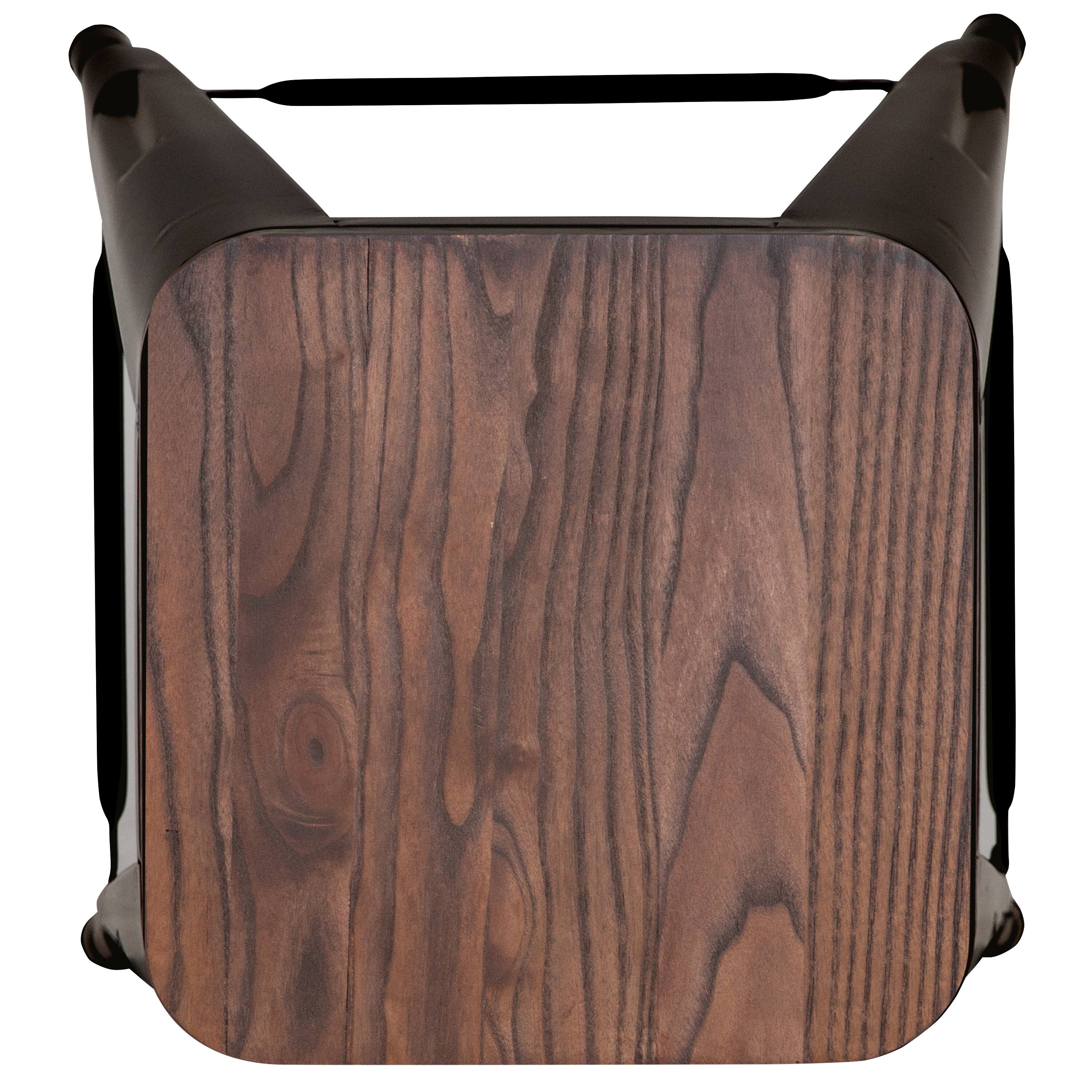 Alt View 7. Emma + Oliver - 24" High Metal Counter-Height, Indoor Bar Stool with Wood Seat - Stackable Set of 4 - Gun Metal.