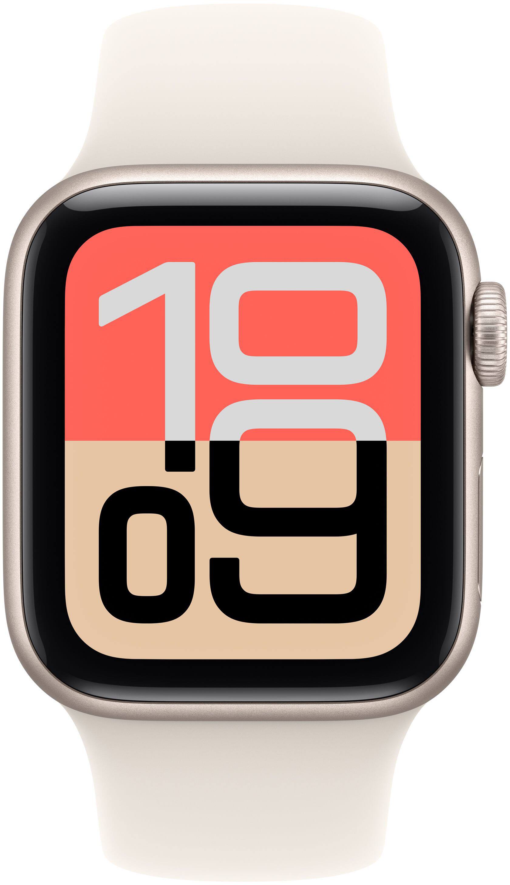 Alt View 1. Apple - Apple Watch SE 3 (GPS) 40mm Starlight Aluminum Case with Starlight Sport Band - S/M - Starlight.