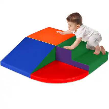 Front. Best Choice Products - Best Choice Products 4-Piece Kids Climb & Crawl Soft Foam Block Playset Structures for Child Development - Multicolor - Multicolored.