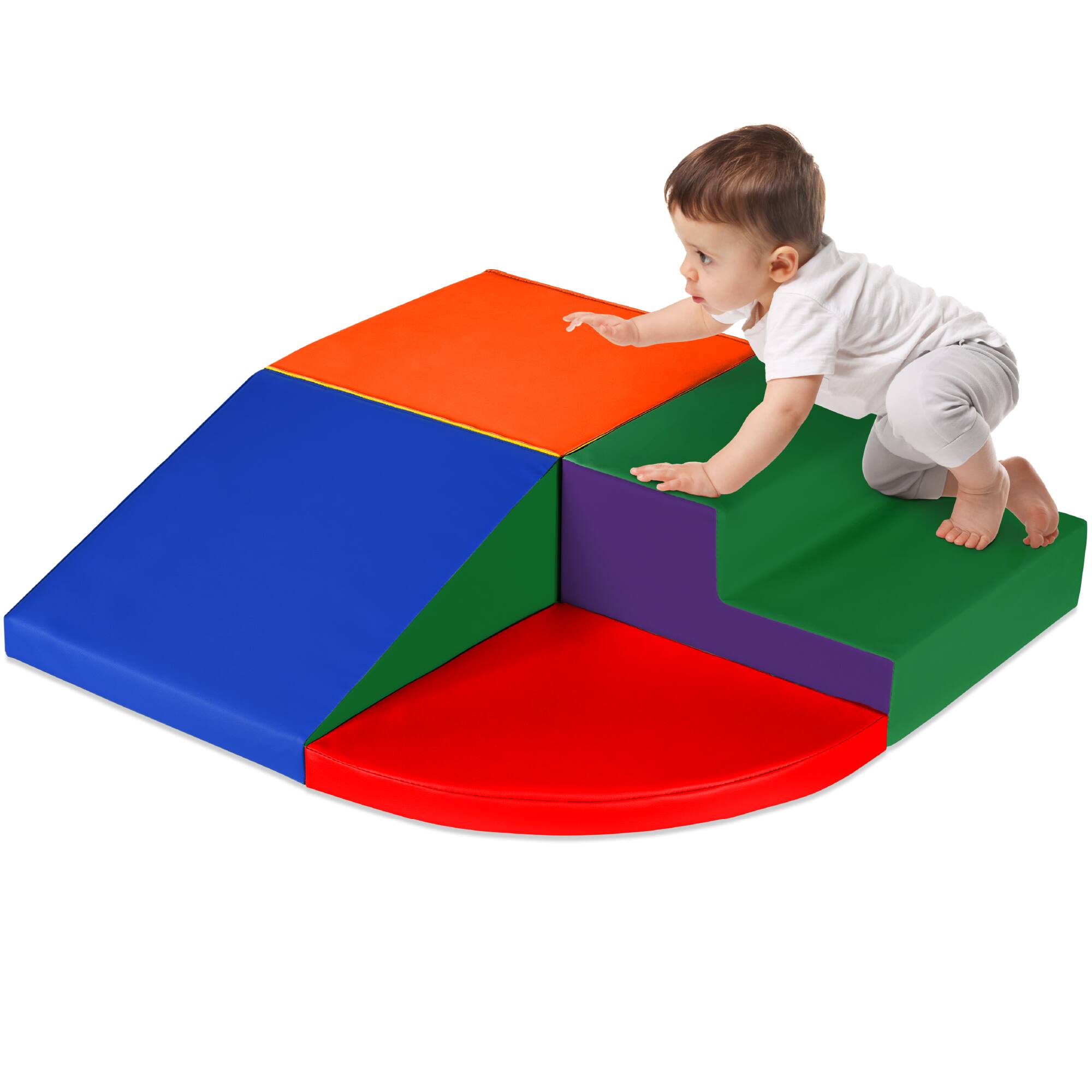 Front. Best Choice Products - Best Choice Products 4-Piece Kids Climb & Crawl Soft Foam Block Playset Structures for Child Development - Multicolor - Multicolored.