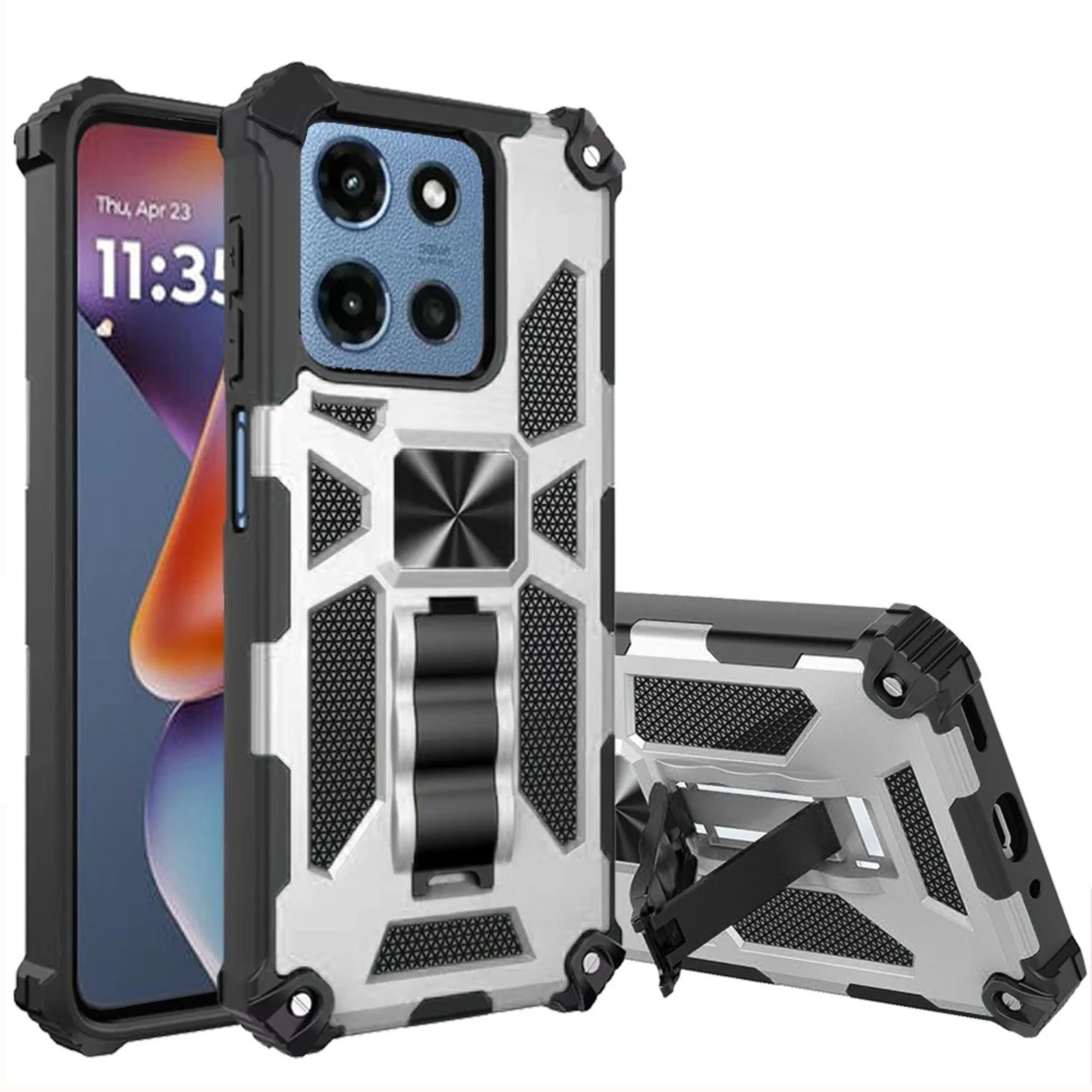 Kitcheniva - Heavy Duty Shockproof Case With Kickstand And Tempered Glass For Moto G 2026 - Silver price history on PriceWatchPro