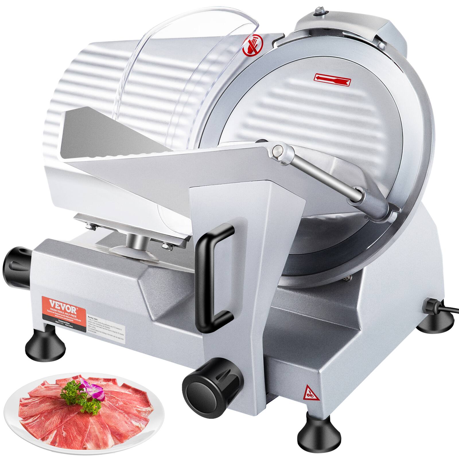 VEVOR - Commercial Meat Slicer, 320W Electric Deli Food Slicer, 12 inch Carbon Steel Blade Electric Food Slicer - Silver