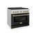 Left. ZLINE - 36 in. Wide 6 Burner Autograph Paramount Satin Steel Gas Range with Bronze Accents (SGRSZ-BLM-36-CB) - White.