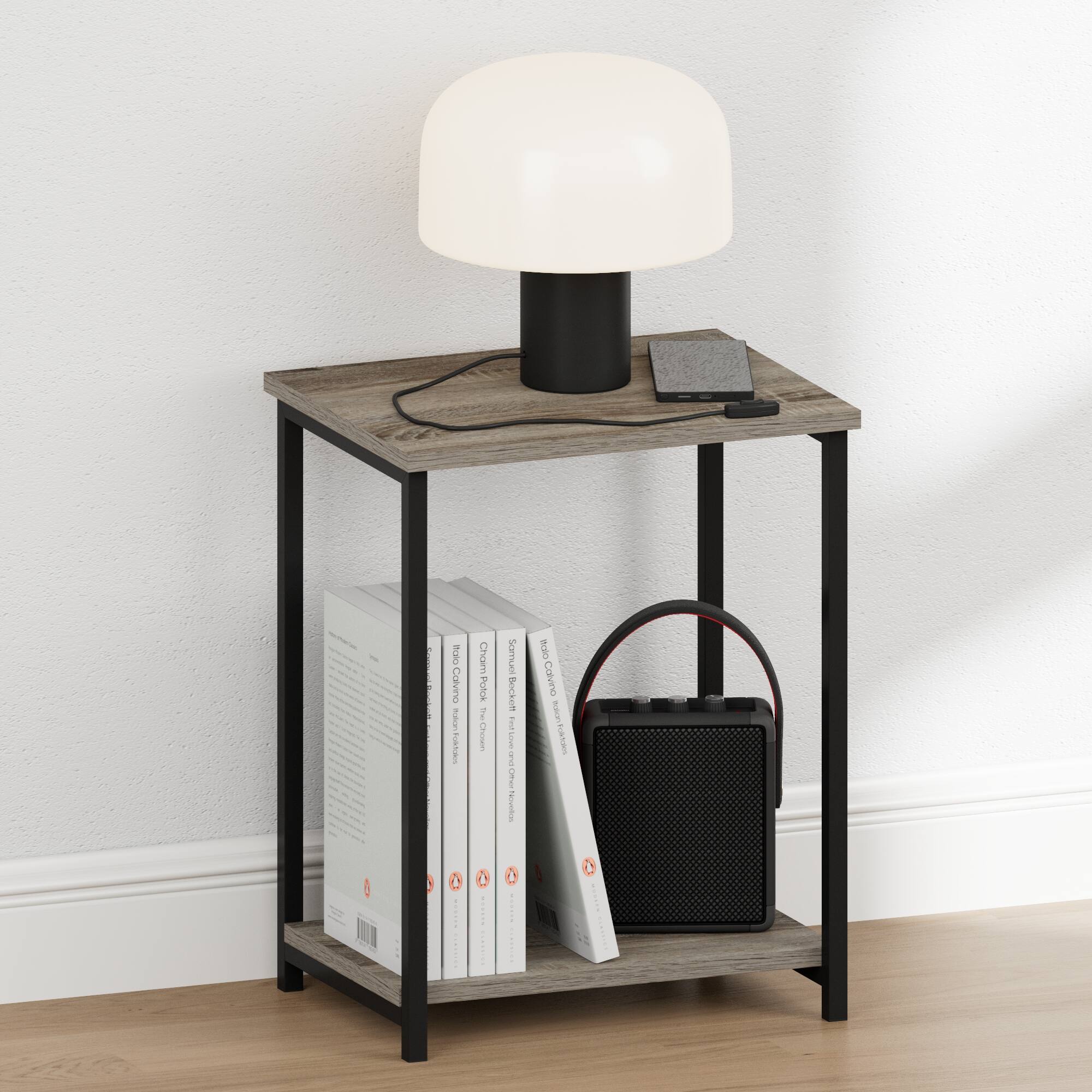 Furinno SIMPLISTIC Night Stand, 2 Tier Open Shelf Design Nightstand ...