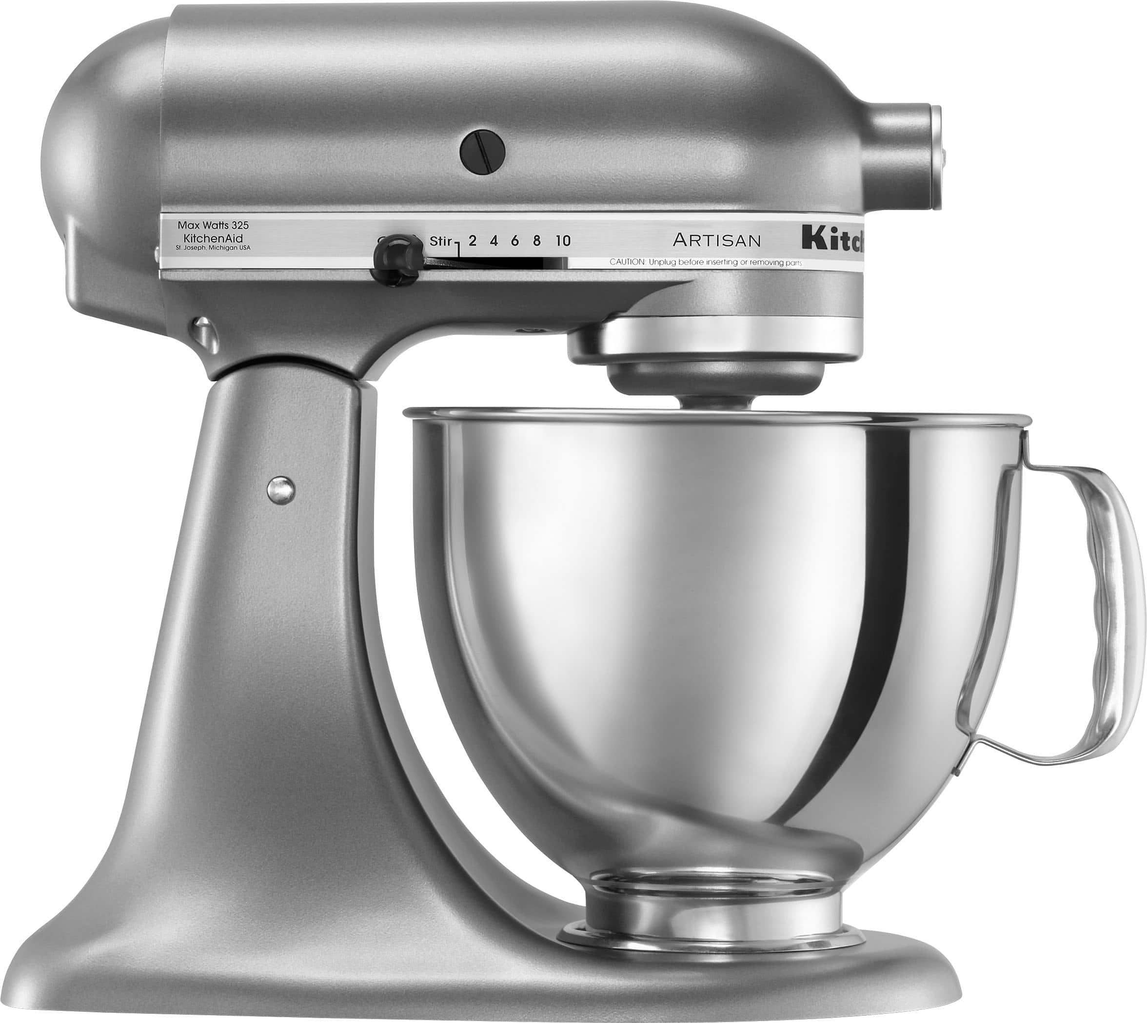 Front. KitchenAid - Artisan Series 5 Quart Tilt-Head Stand Mixer - KSM150PSCU - Contour Silver.