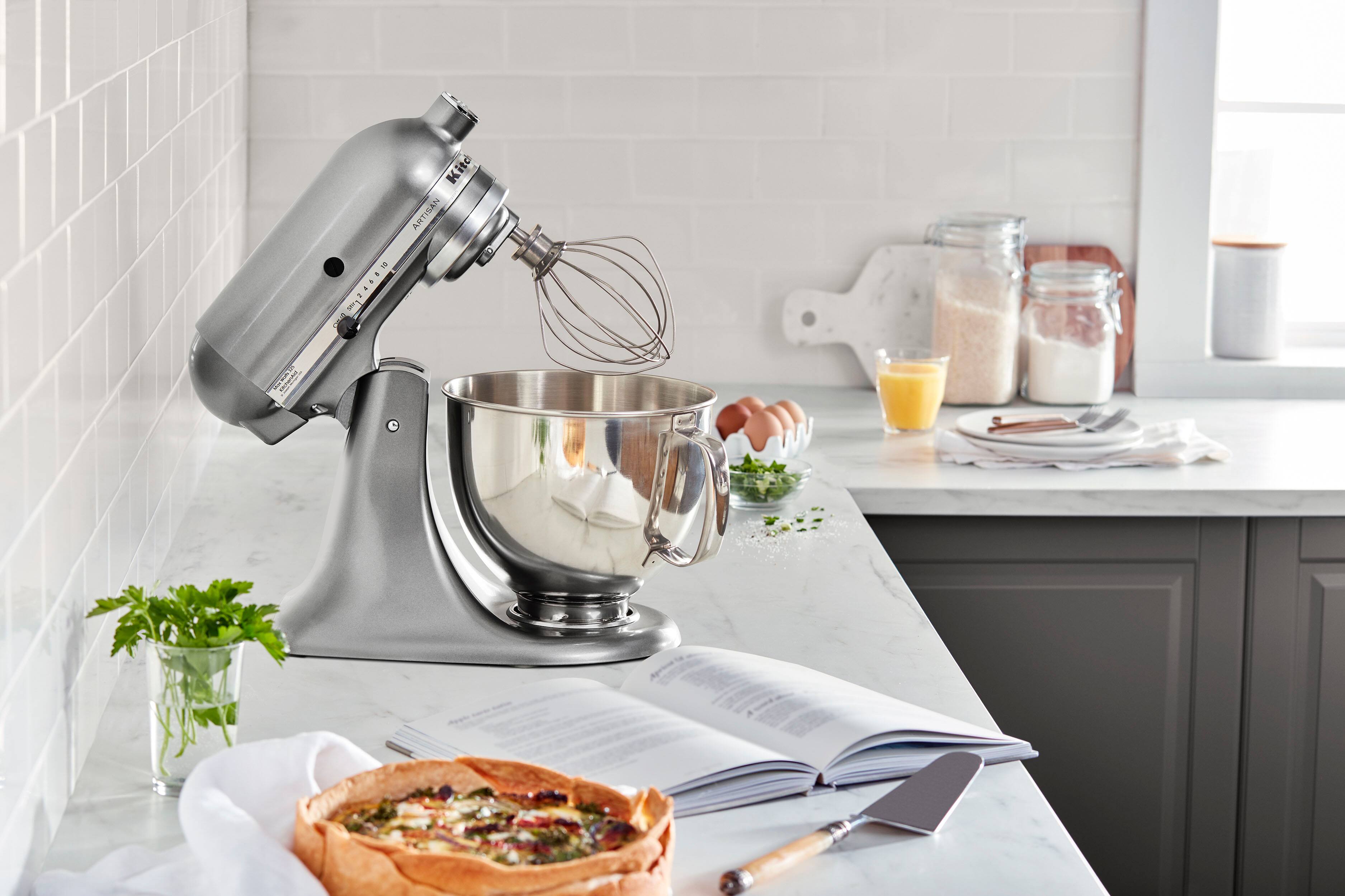 Alt View 1. KitchenAid - Artisan Series 5 Quart Tilt-Head Stand Mixer - KSM150PSCU - Contour Silver.