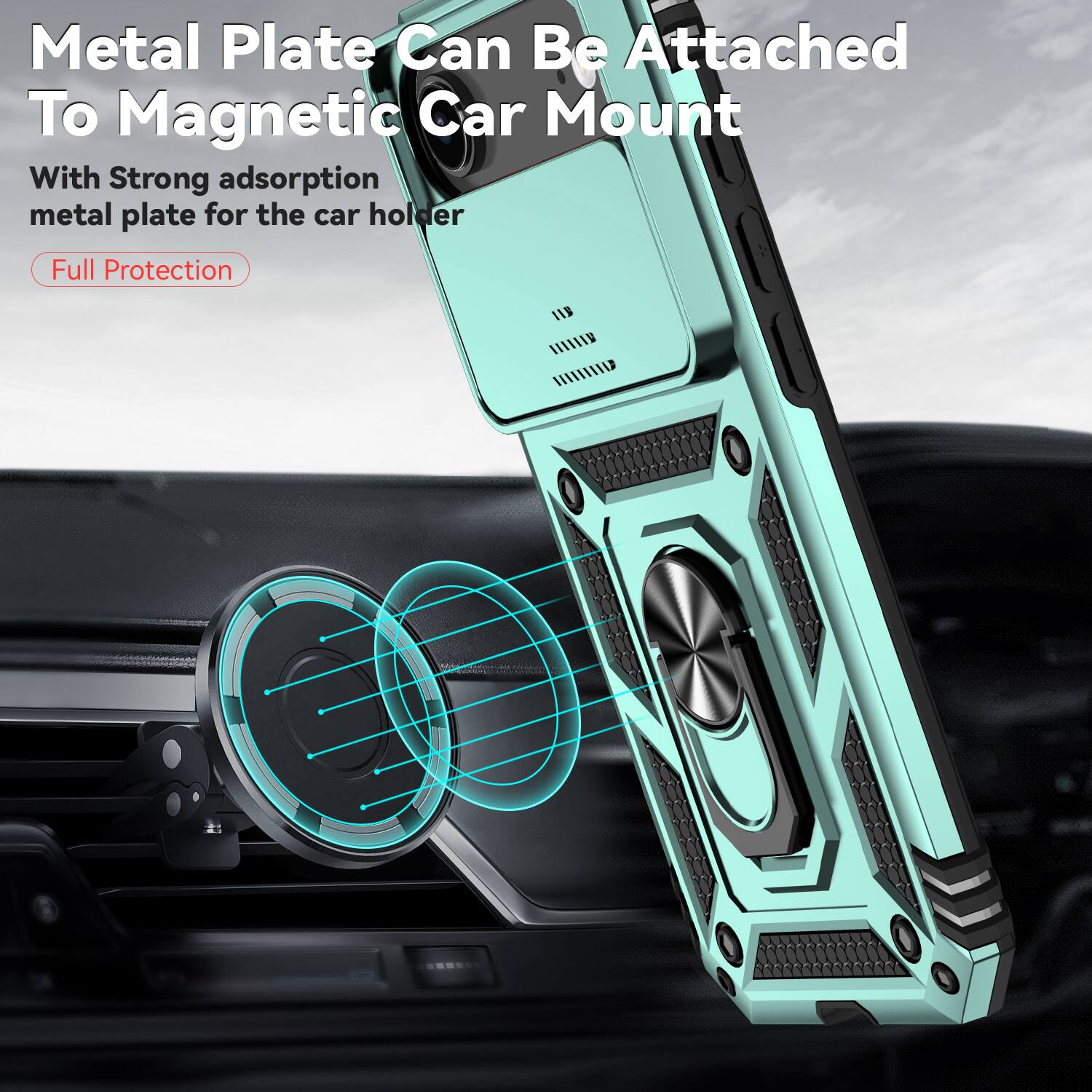 Metal Plate Can Be Attached To Magnetic Car Mount

With Strong adsorption metal plate for the car holder

Full Protection