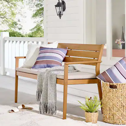 Front. Modway - Viewscape Outdoor Patio Ash Wood Loveseat by Modway - Natural Taupe.