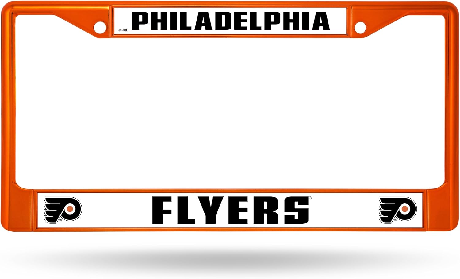 Philadelphia Flyers NHL Orange Painted Chrome Metal License Plate Frame