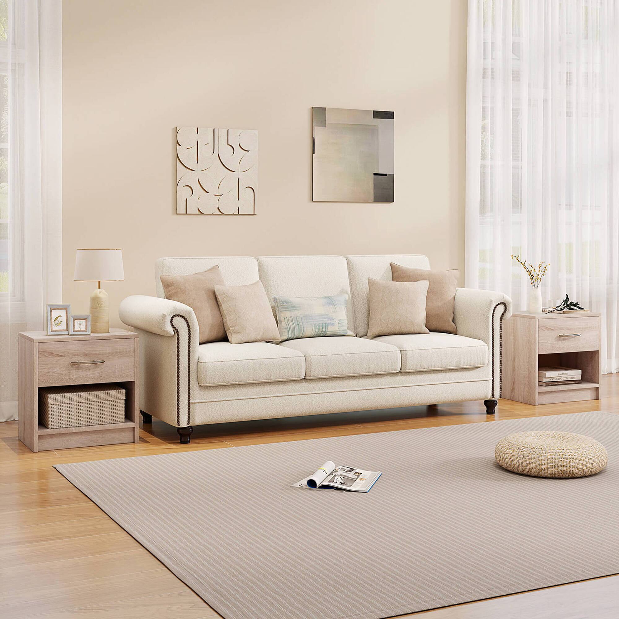 Alt View 5. Costway - Costway Modern Nightstand Bedside Table with Drawer Open Storage Shelf for Small Spaces - Natural.