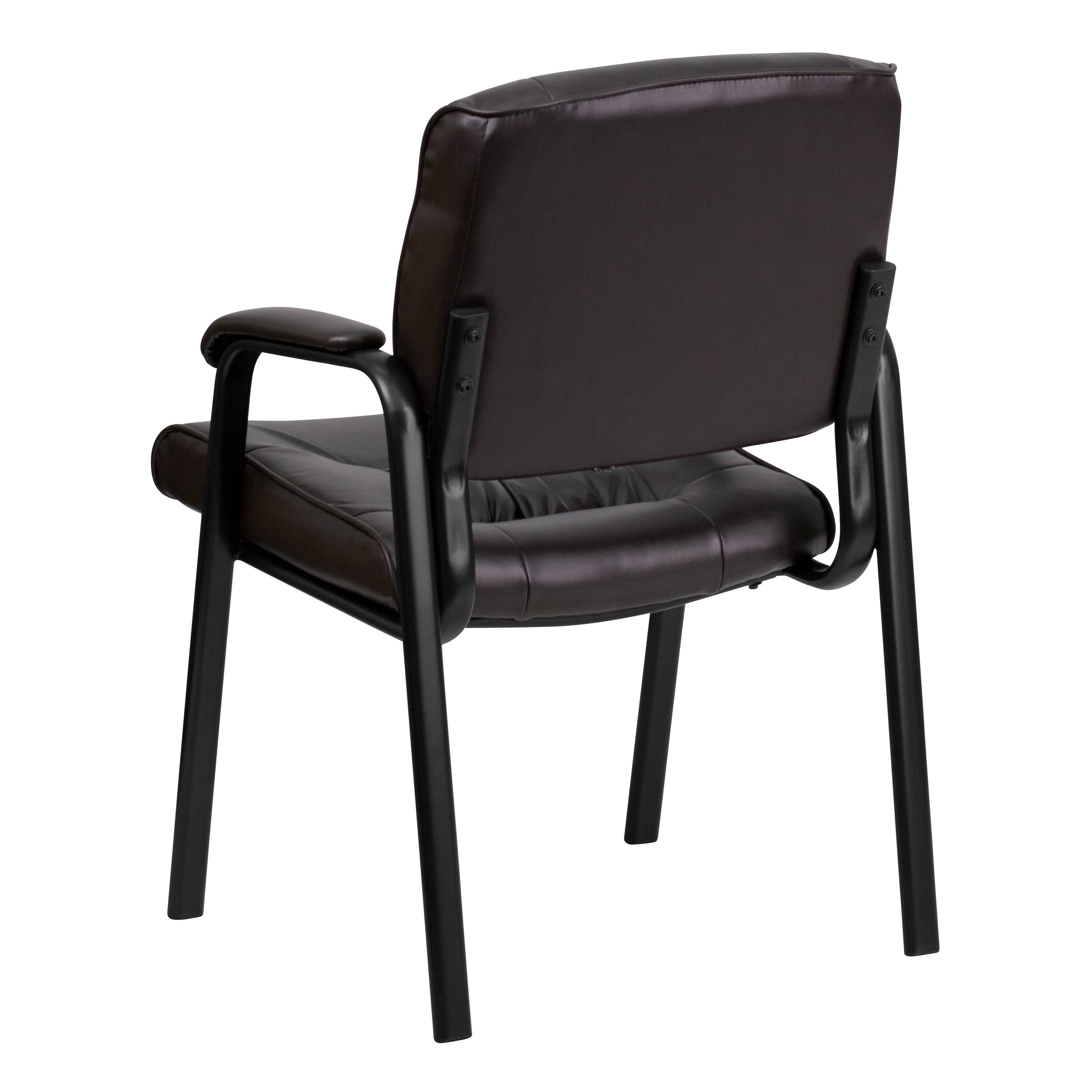 Alt View 5. Emma + Oliver - Faux Leather Executive Reception Chair with Powder Coated Frame - Brown LeatherSoft/Black Frame.