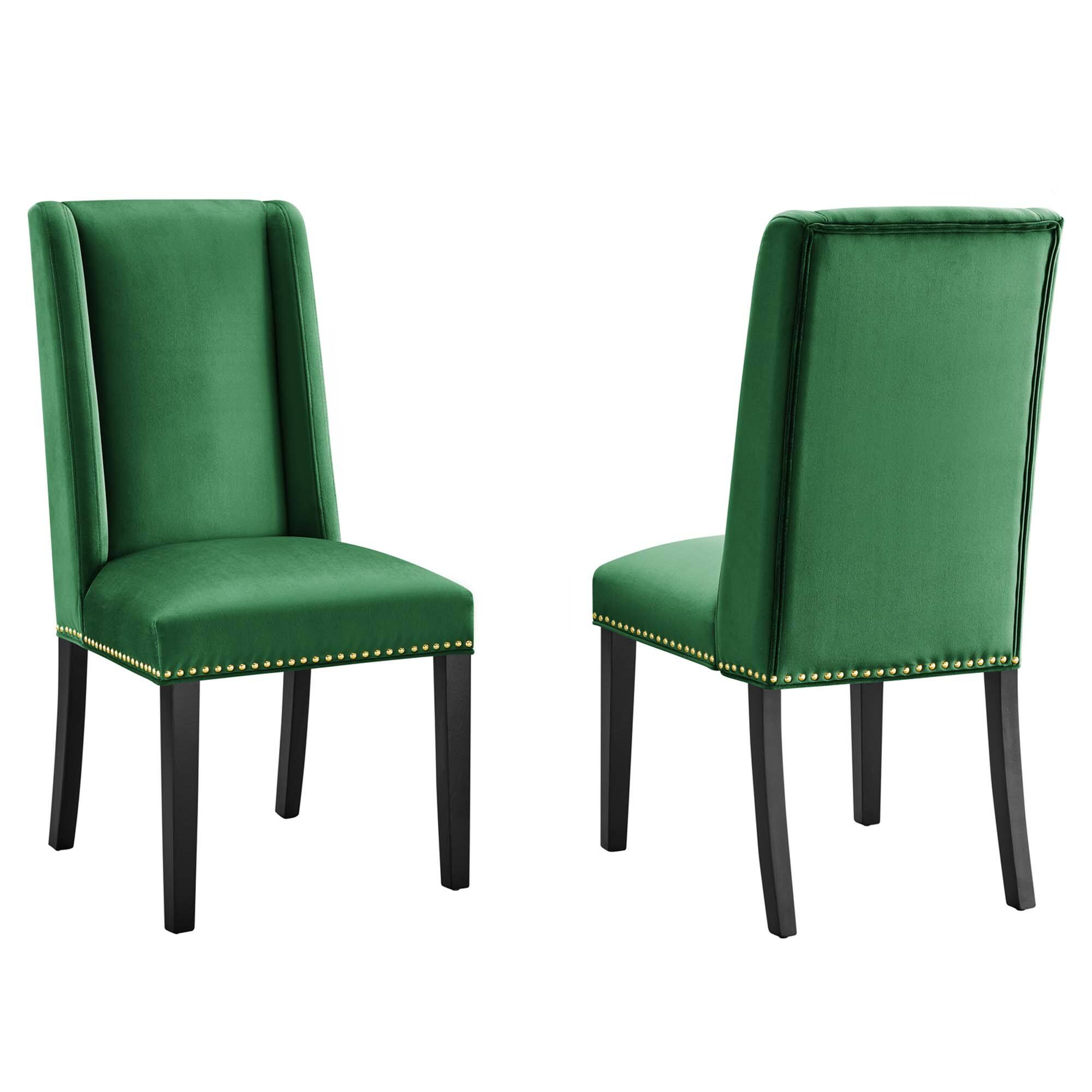 Angle. Modway - Baron Performance Velvet Dining Chairs Set of 2 by Modway - Emerald.