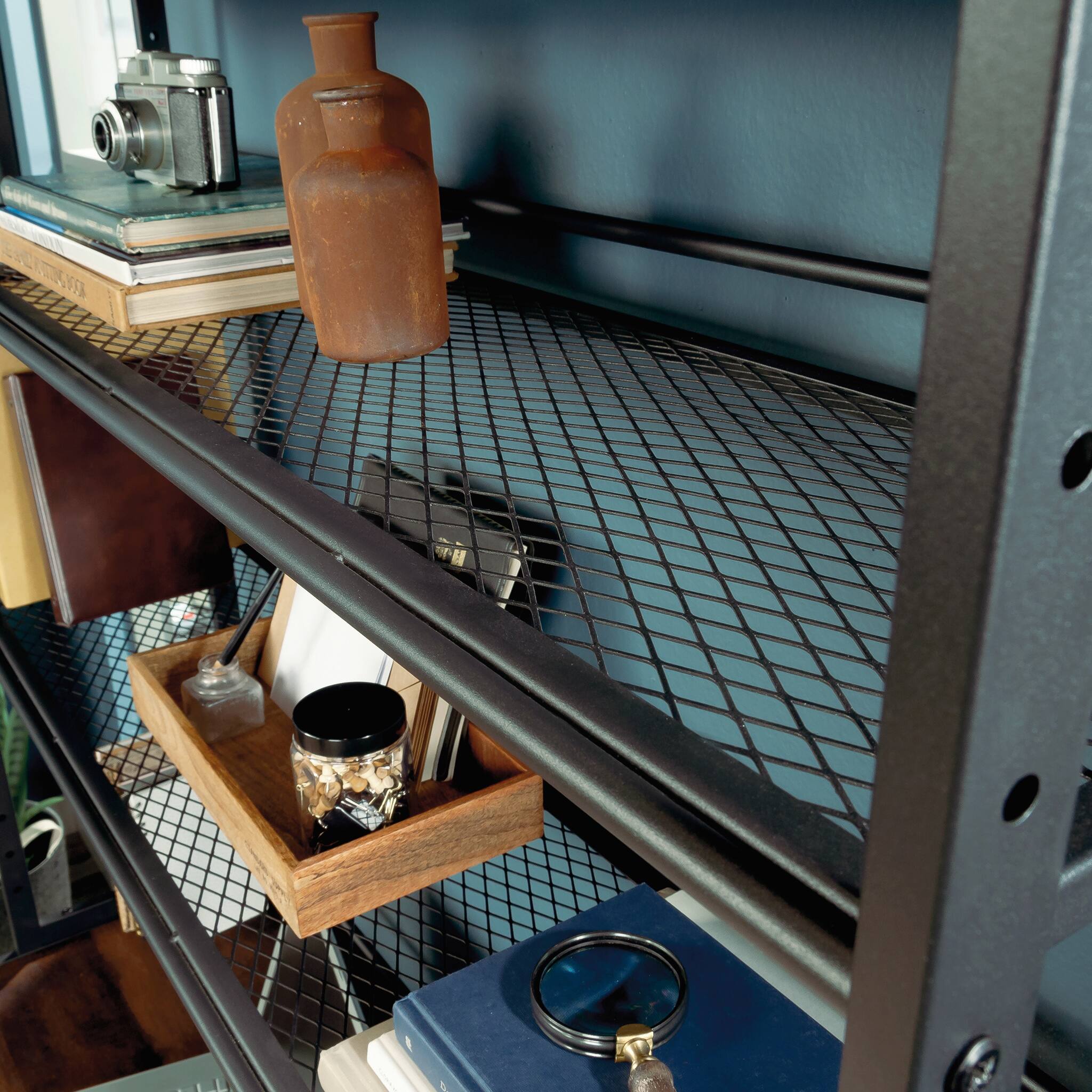 Alt View 4. Spaco - Compact Computer Desk with Hutch, Keyboard Tray, Drawers, Shelves, Oak - Brown.