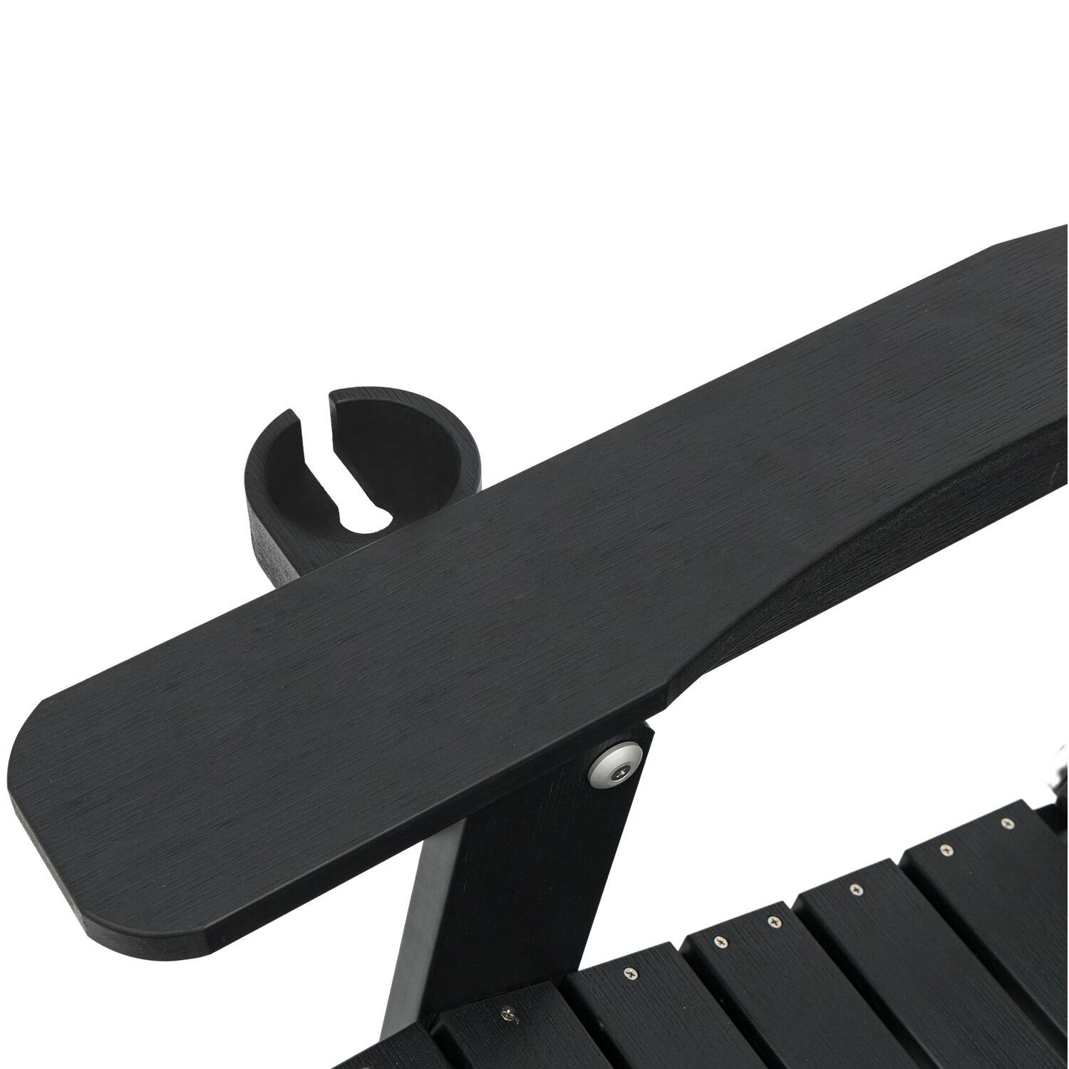 Alt View 9. Fortune Candy - Folding Adirondack Chair w/Cupholders, Ottoman & Cushion, Adjustable Backrest for Patio, Porch, Beach - Carbon Black.