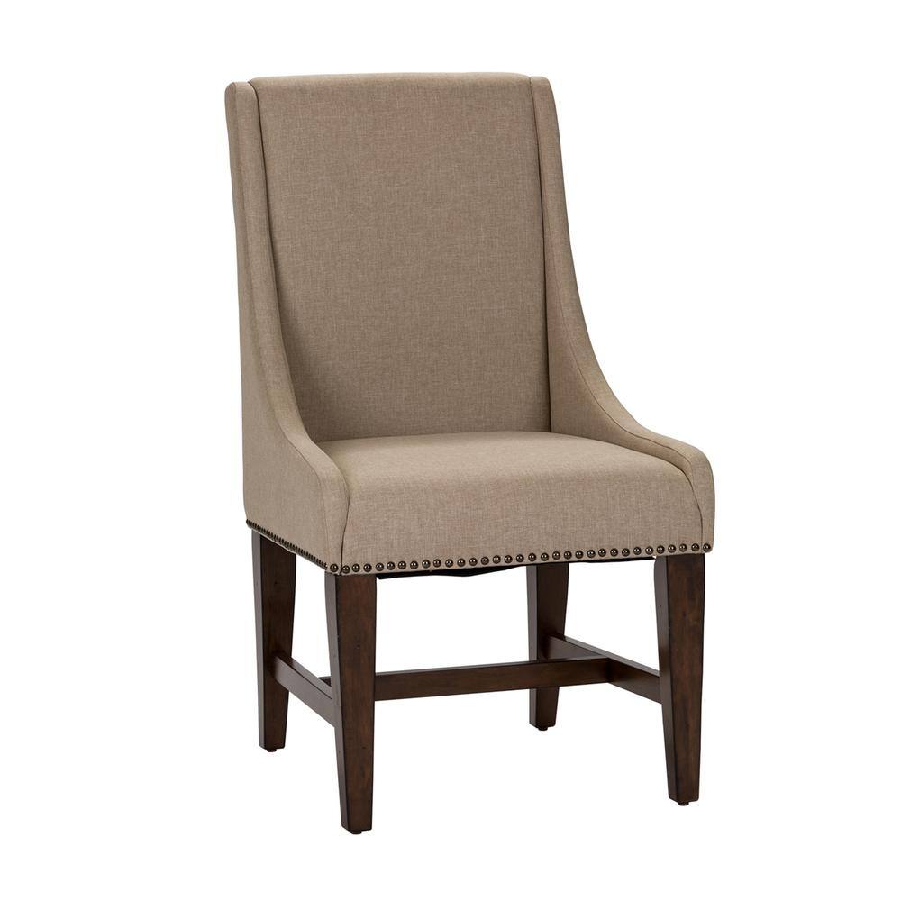 Angle. Liberty Furniture Industries - Armand Upholstered Side Chair (RTA)-Set of 2 in Antique Brownstone - Brown.