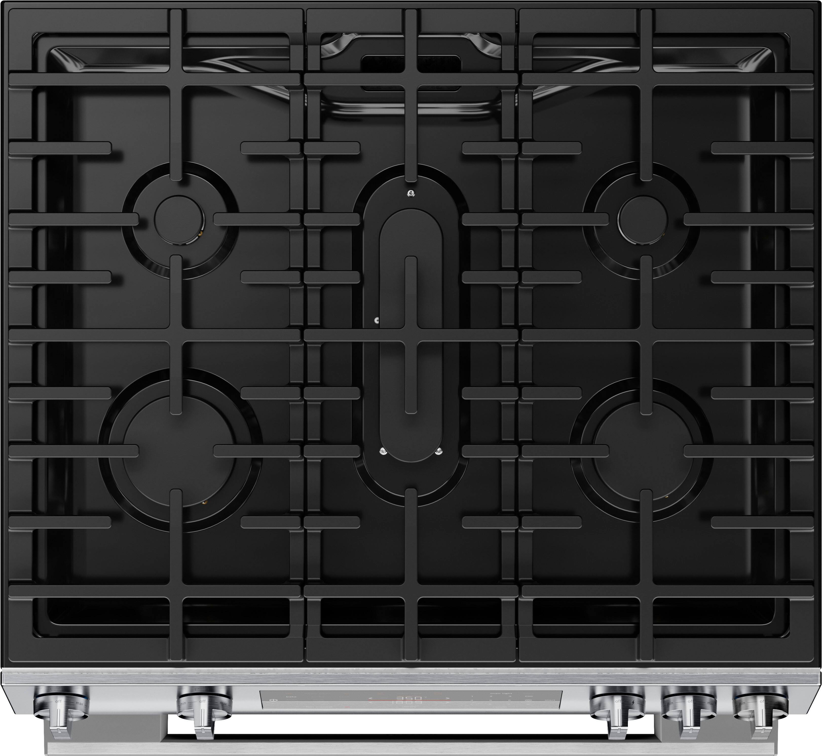Alt View 6. Bosch - 100 Series 5.8 Cu. Ft. Slide-In Gas Range with Self Clean and Steam Assist - Stainless Steel.