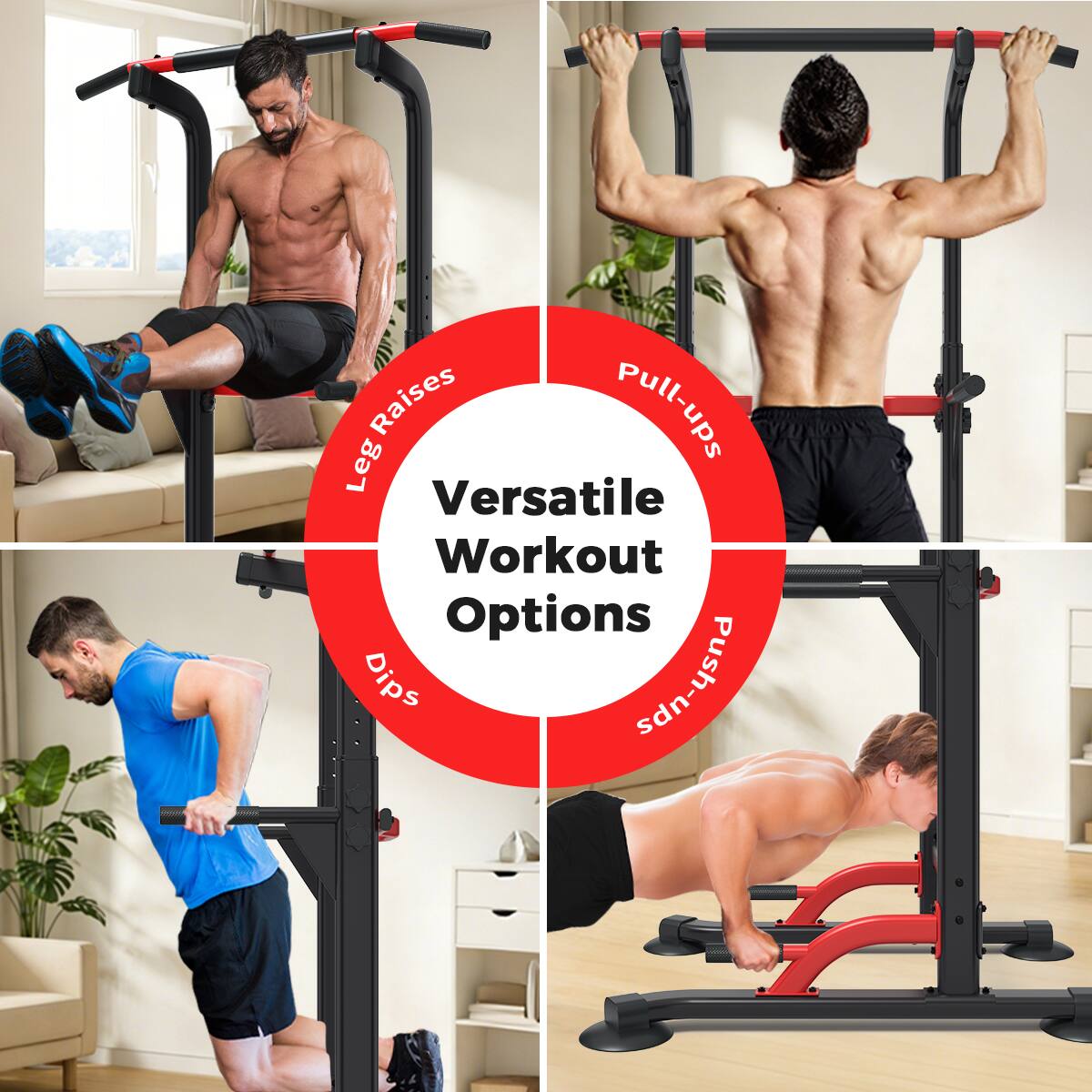 Versatile Workout Options

- Leg Raises
- Pull-ups
- Dips
- Push-ups
