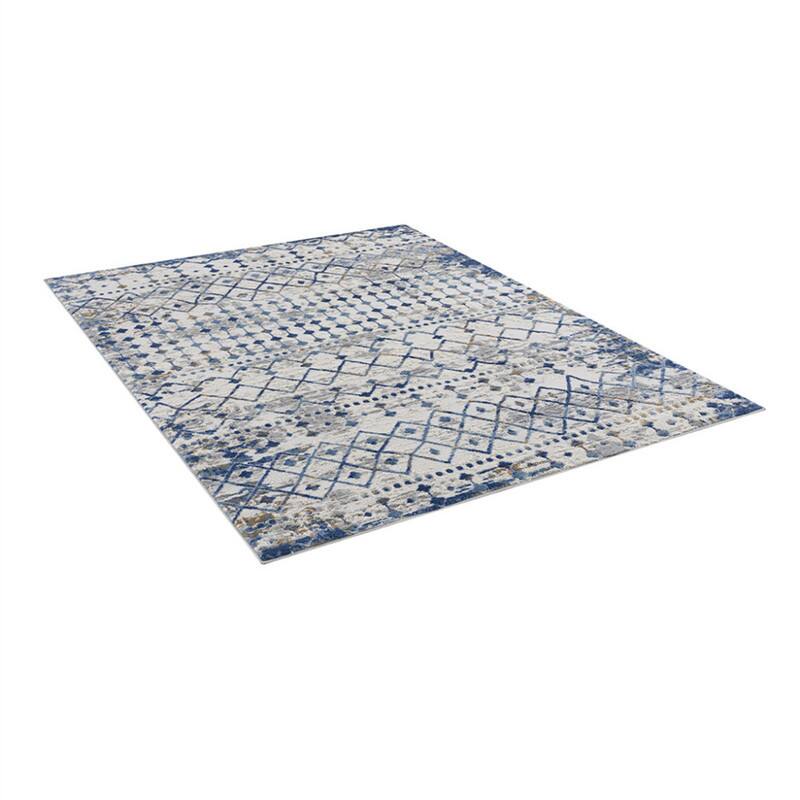 Alt View 6. HTUTWOO - Woven Area Rug - 6'6"W x 9'L Ultra Soft Floor Carpet for Living Room Indoor Dining Room, Modern Home Décor Moroccan - Blue+Cream.