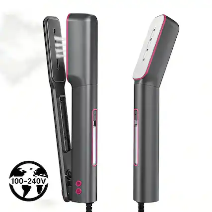 Front. Newbealer - 3-in-1Travel Steam Iron,Global Voltage Portable Garment Steamer,Non-Stick Soleplate,Auto-Off,Self-Cleaning - Ashpink.