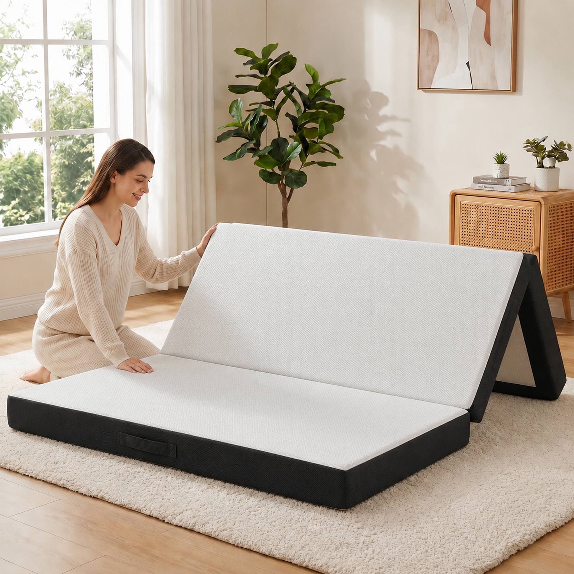 Alt View 1. Homcom - Mattress, 6 Inch Memory Foam Mattress for Guest, Camping, RV, Travel, Yoga, Made in USA - White, Gray.