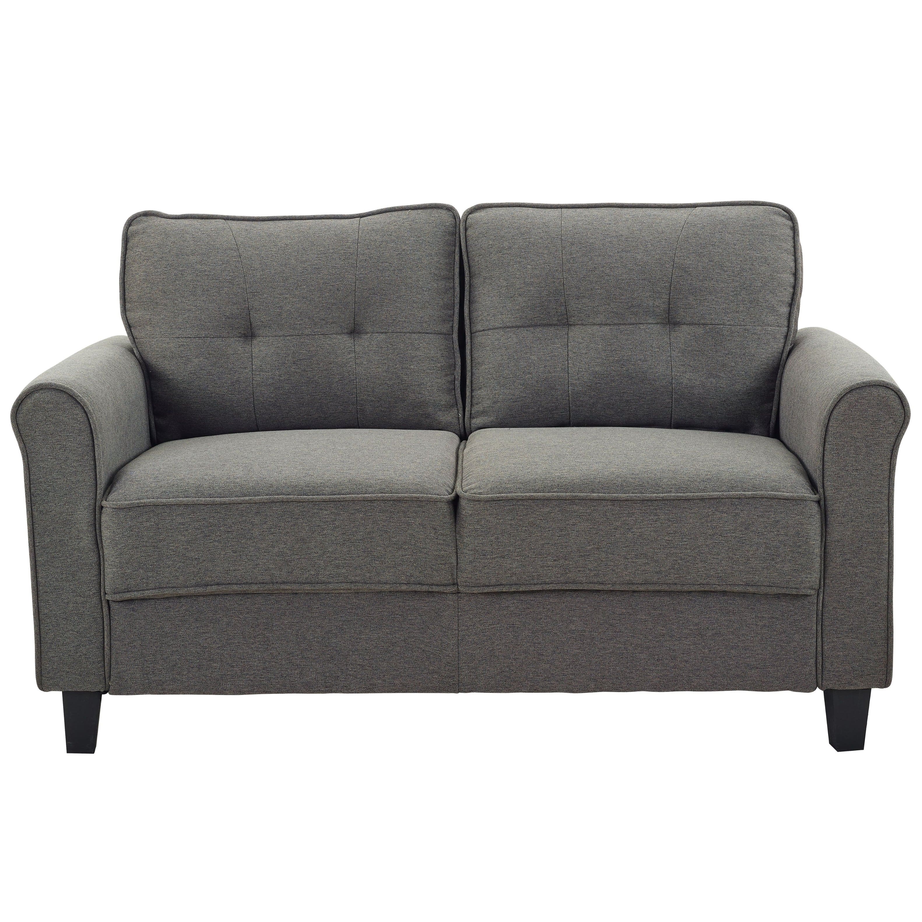 Lifestyle Solutions - Hamilton Loveseat with Upholstered Fabric Rolled Arms - Heather Gray - Front_Zoom