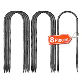 VEVOR - Rebar Stakes, 12-Inch, Heavy-Duty 0.32 in Diameter U Shape, Galvanized Steel Ground Anchors with Chisel Point End - Black