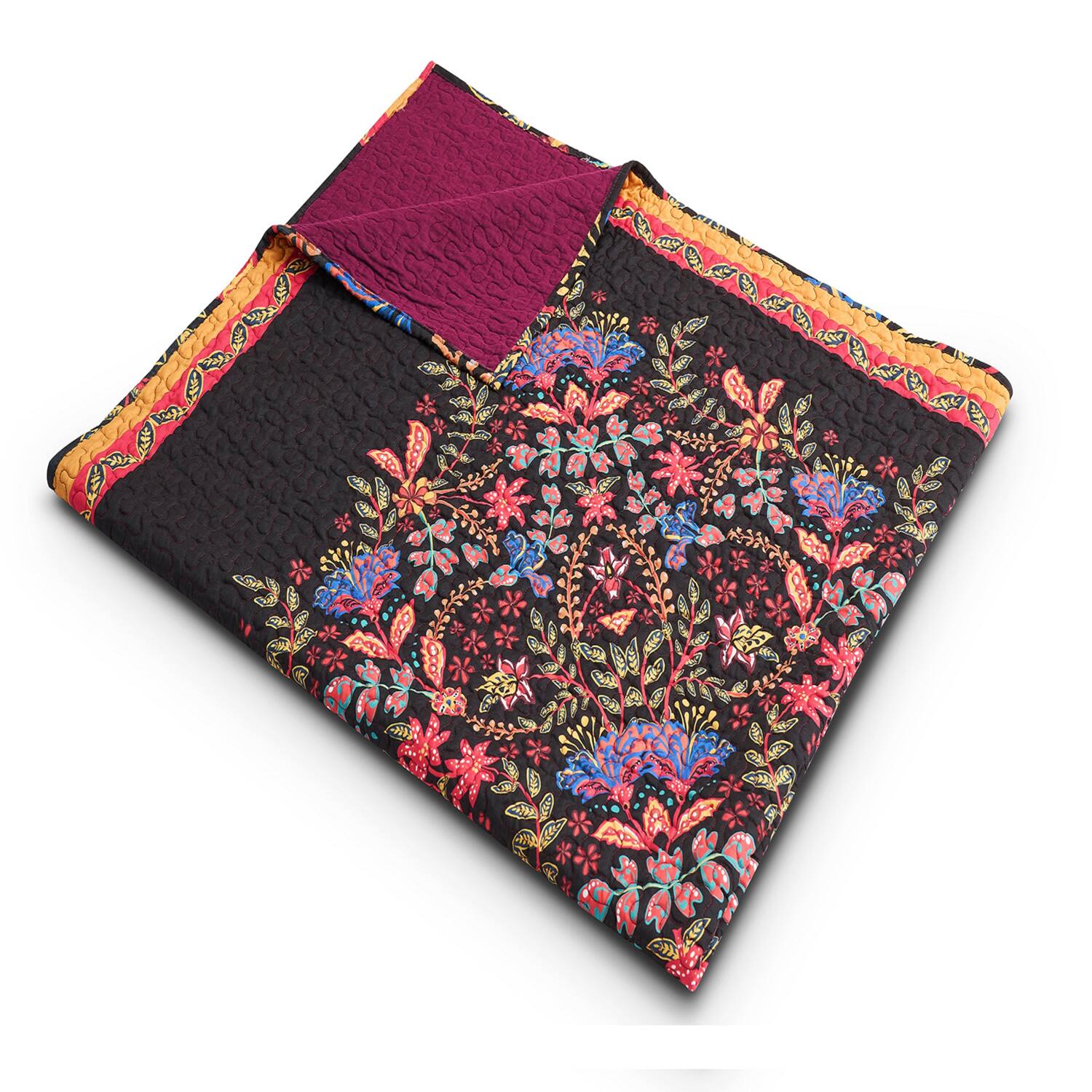 Alt View 1. Greenland Home Fashions - Greenland Home Fashions 100% Brushed Microfiber face 100% cotton back Jessa Accessory Throw Midnight - Midnight.