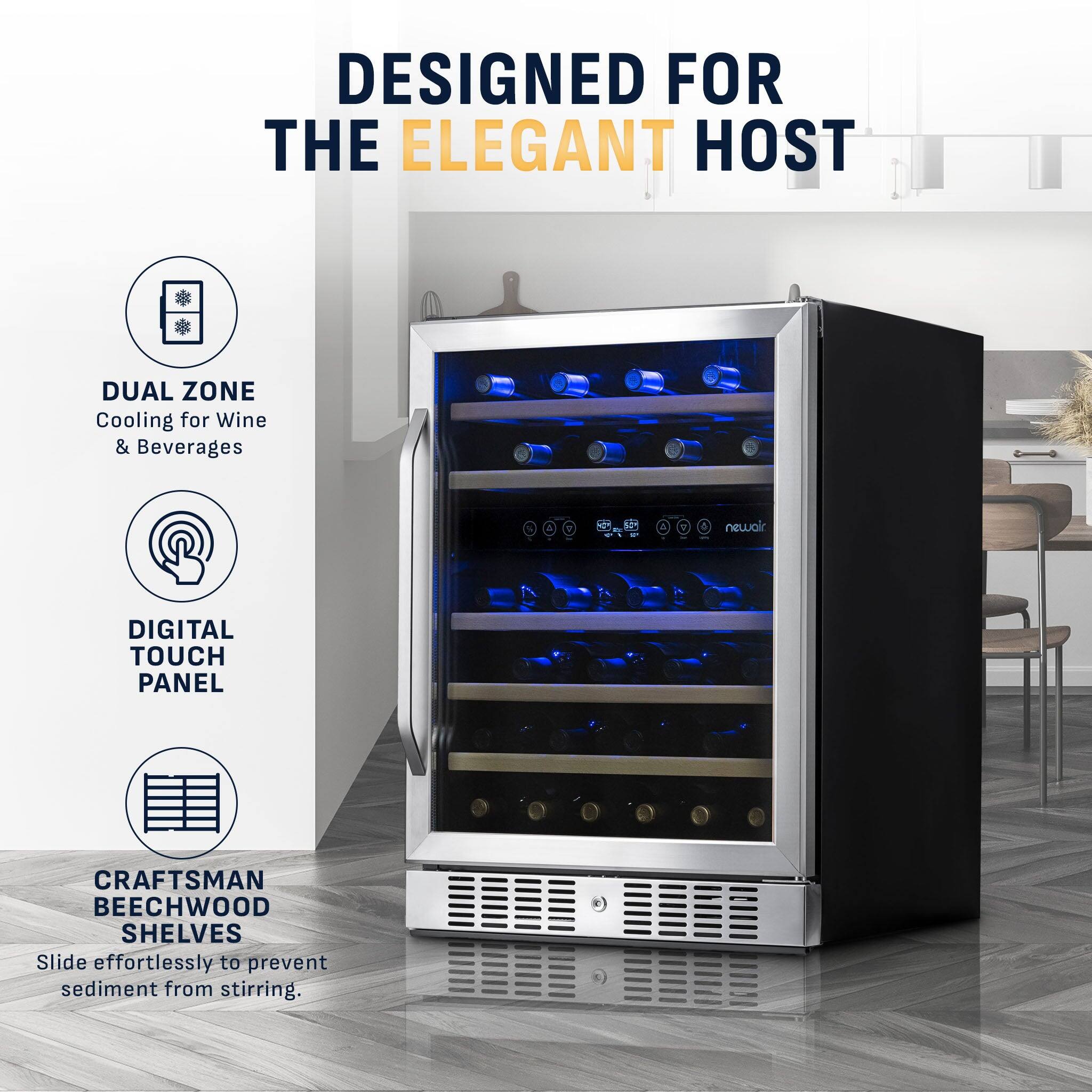 DESIGNED FOR THE ELEGANT HOST

- DUAL ZONE Cooling for Wine & Beverages
- DIGITAL TOUCH PANEL
- CRAFTSMAN BEECHWOOD SHELVES

Slide effortlessly to prevent sediment from stirring.