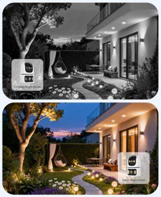 Left. Sugift - Indoor Wireless Security Camera Dual 2MP Lens 2.4G 5.8G WiFi 340-Degree Pan Tilt Night Vision 2-Way Audio - White.
