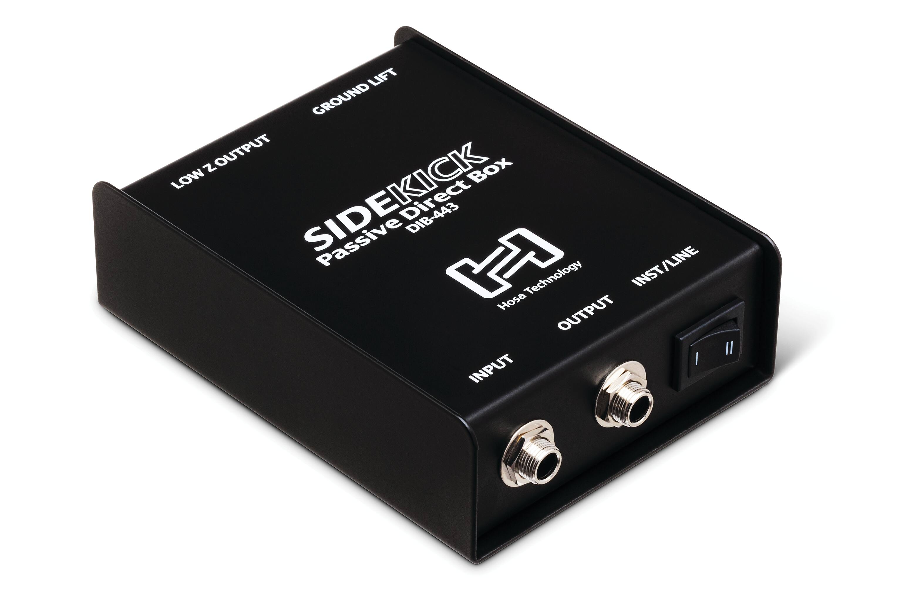 SIDEKICK Passive Direct Box  
DIB-443  
Hosa Technology  

GROUND LIFT  
LOW Z OUTPUT  
INPUT  
OUTPUT  
INST/LINE