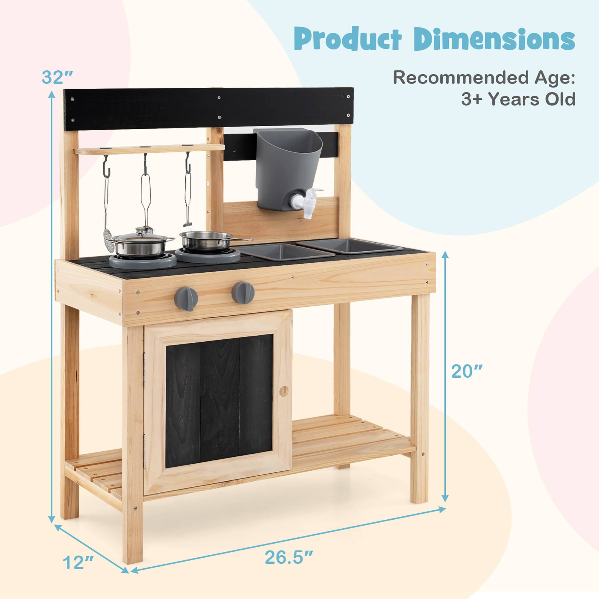 Product Dimensions  
Recommended Age: 3+ Years Old  

32"  
20"  
12"  
26.5"