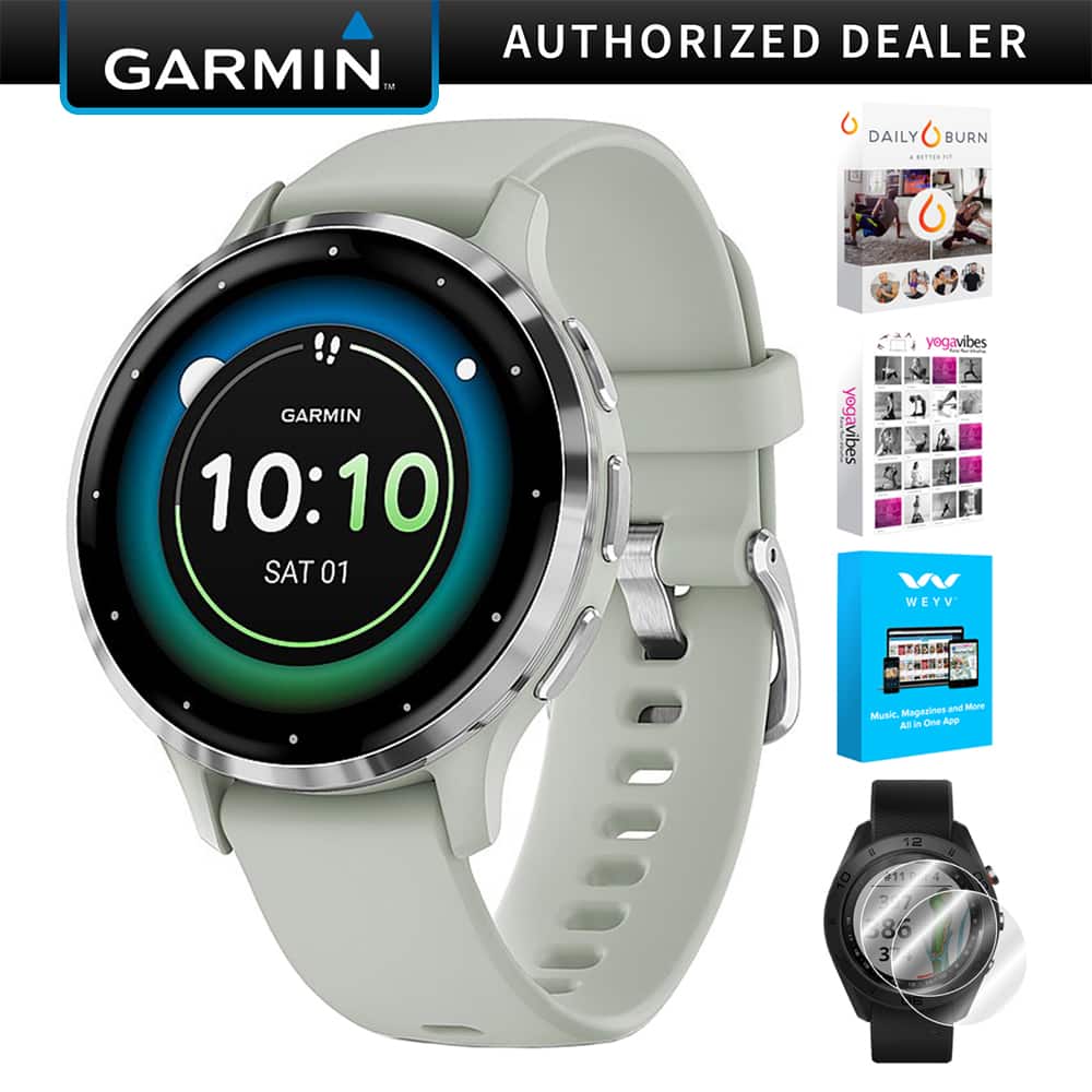 Garmin - Venu 3S Fitness GPS Smartwatch Steel Bezel w/ Sage Gray Case + Accessories Kit - Stainless Steel and Sage Gray - (2023)