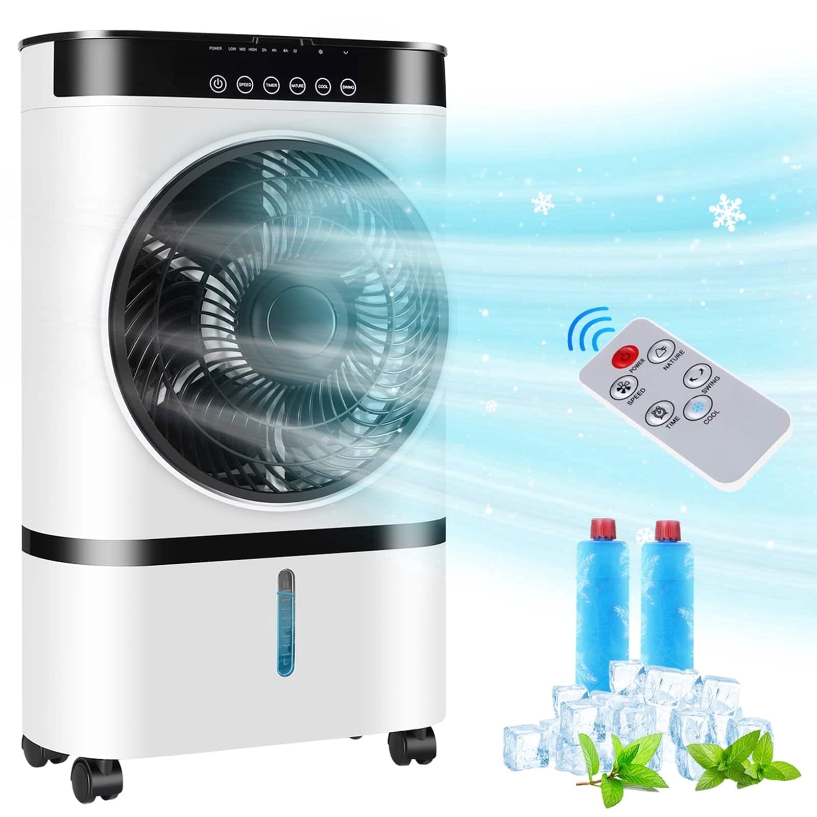 Sugift - Portable Evaporative Air Cooler with Remote and Timer - White