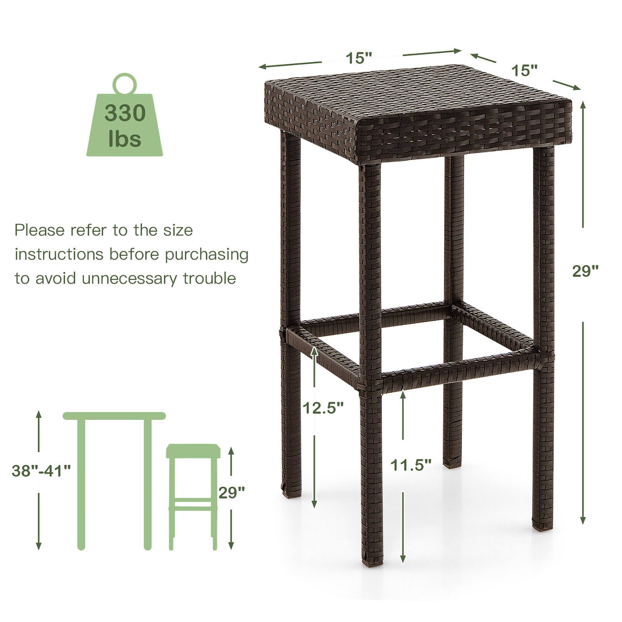 15" x 15"  
330 lbs  
29"  
12.5"  
11.5"  
38"-41"  
29"  

Please refer to the size instructions before purchasing to avoid unnecessary trouble