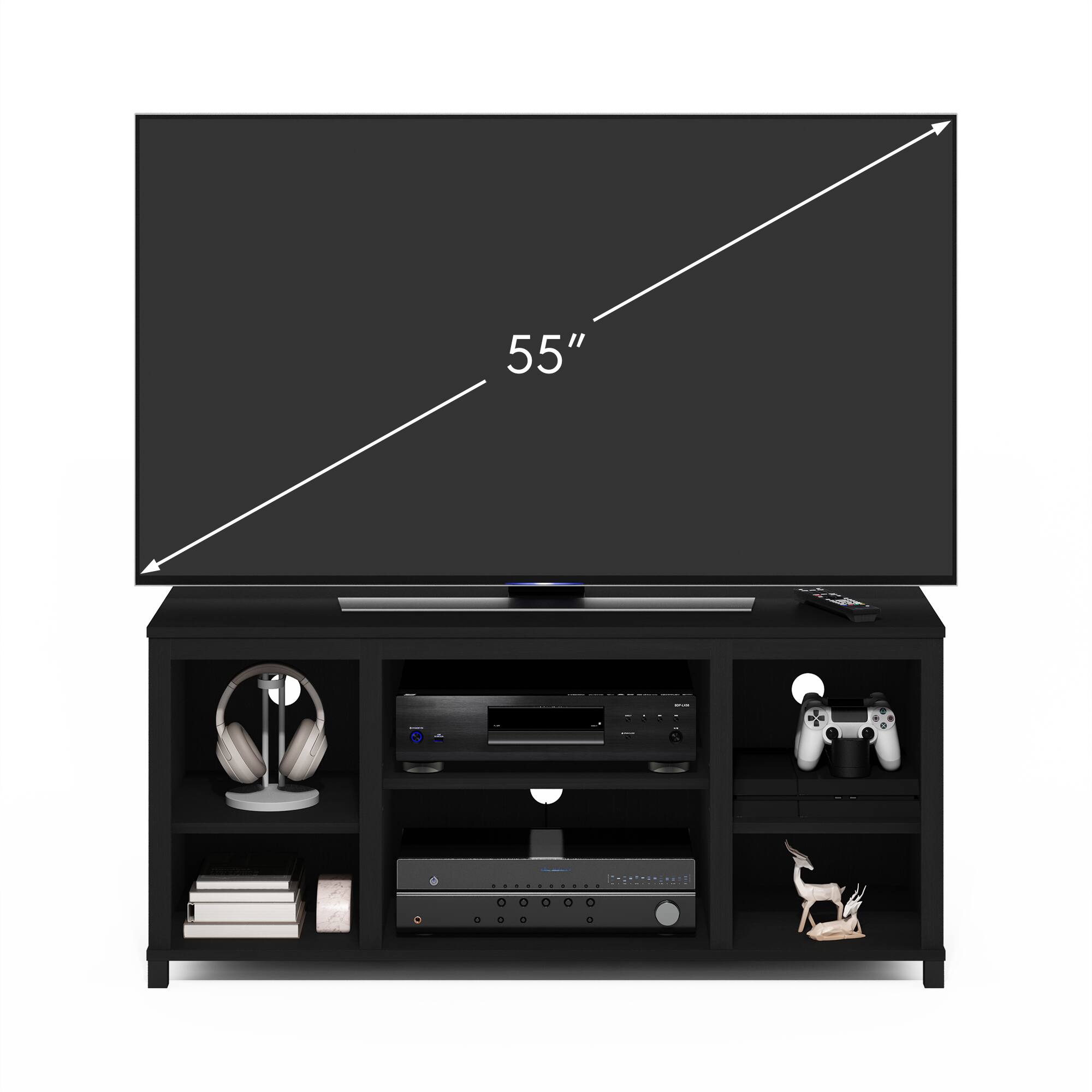 Alt View 4. Furinno - Classic TV Stand with Shelves for TV up to 55 Inch - Americano.