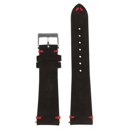 Front. StrapsCo - Everyday Suede Watch Band Strap For Apple Watch - 40mm/41mm/42mm - Black & Red.