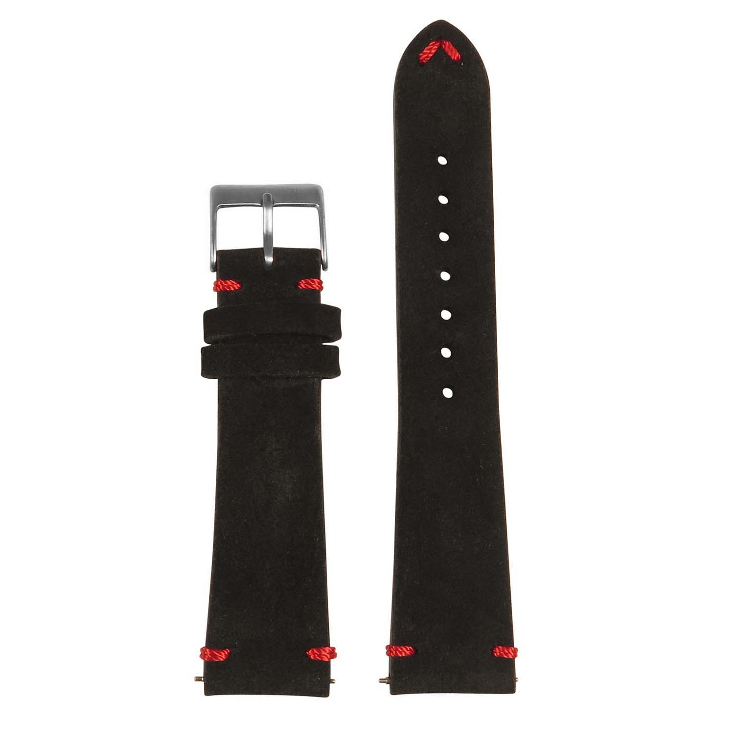 Front. StrapsCo - Everyday Suede Watch Band Strap For Apple Watch - 40mm/41mm/42mm - Black & Red.