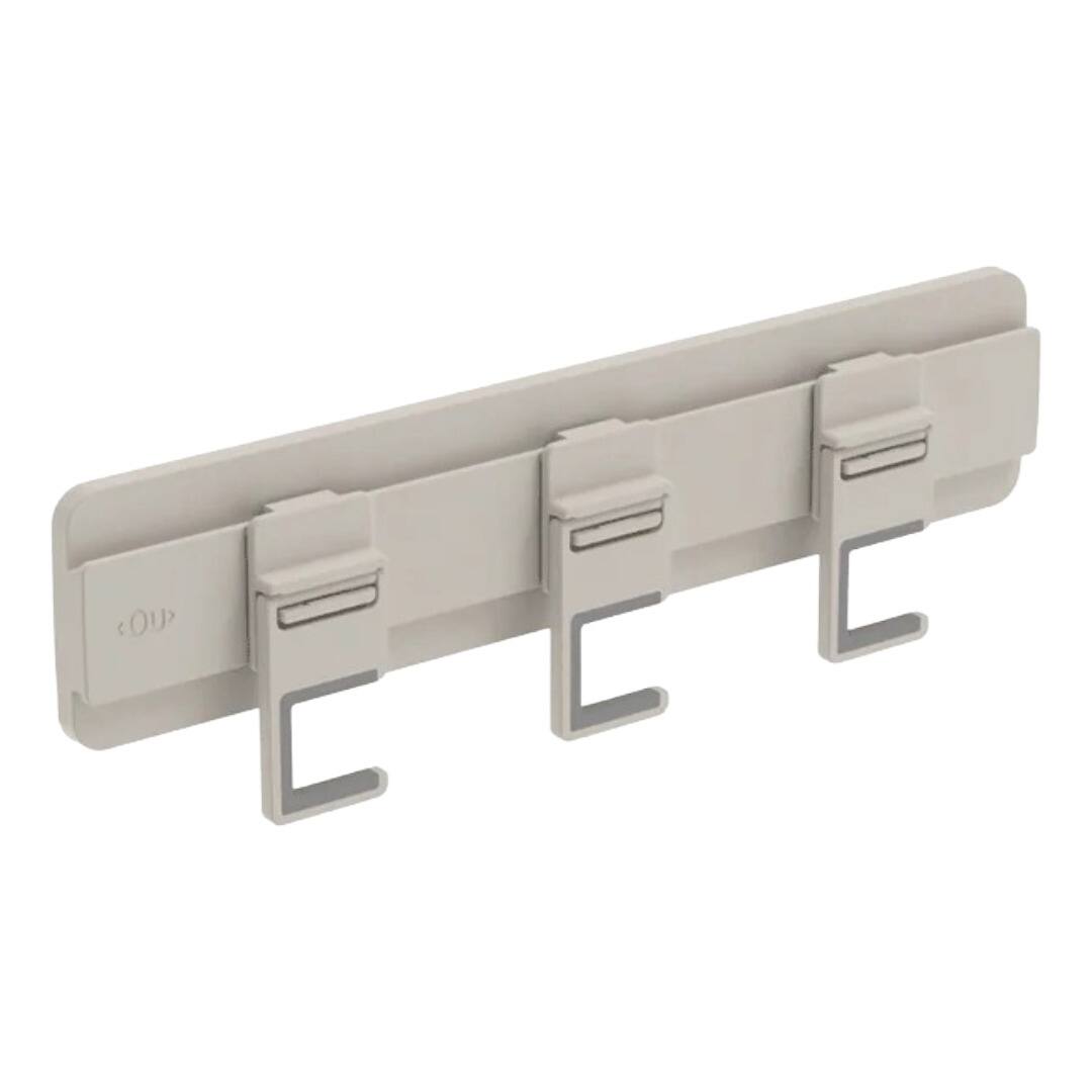 Front. OU - Wall Mounted Broom & Mop Holder, Self‑Adhesive Anti‑Slip Silicone Grip Hooks for Laundry & Kitchen Organization - Beige.