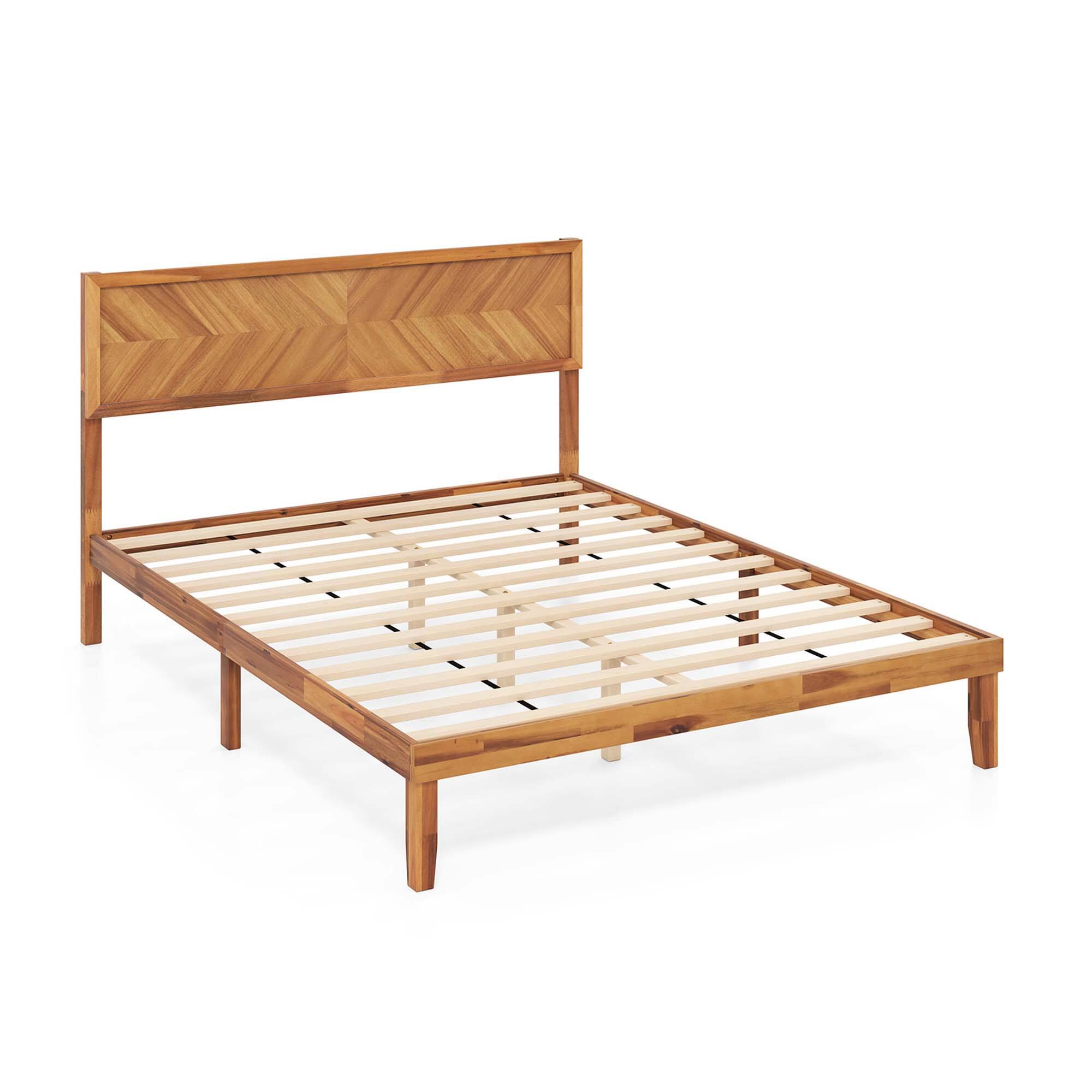 Alt View 9. Gymax - Gymax Queen Size Bed Frame w/Headboard Wooden Slats Support 9'' Under-bed Storage Space - Rustic Golden Brown.